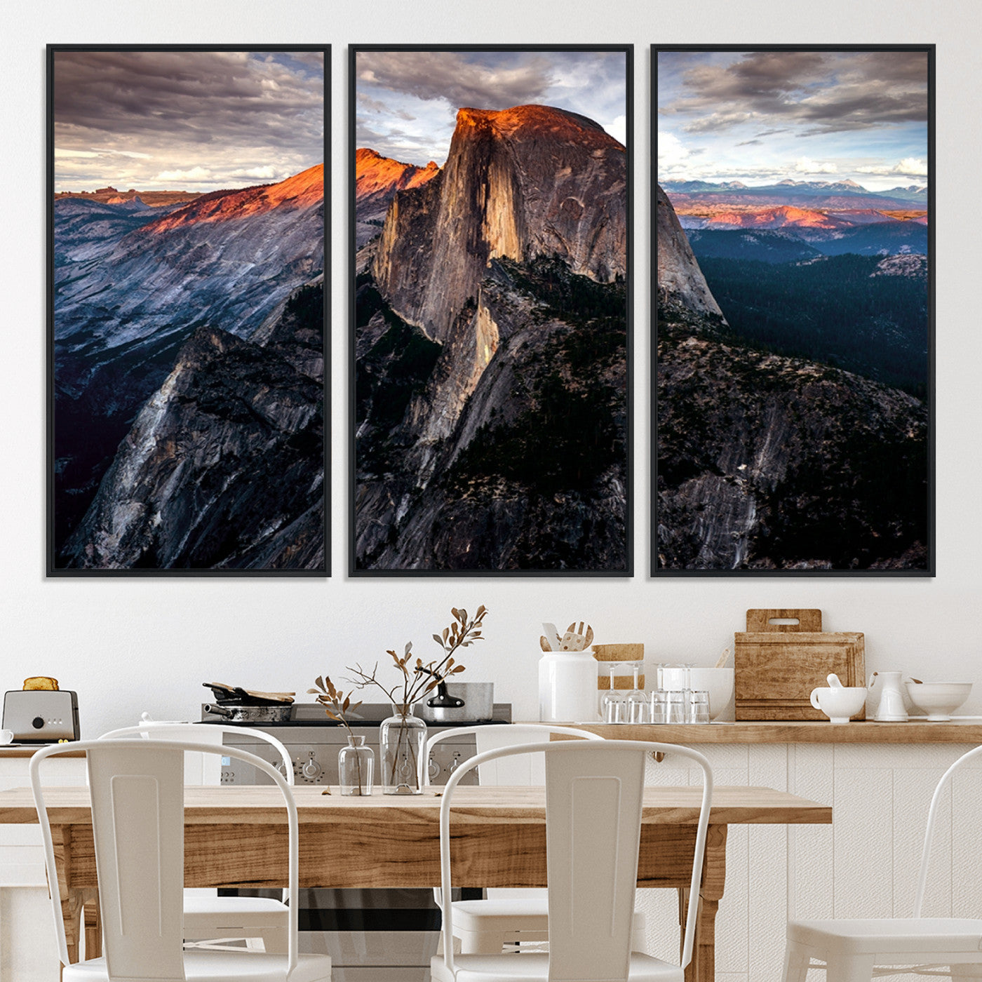 20714-MGV-CV-36X24-Half Dome Wall Art Print - Yosemite Majestic Triptych Landscape Print – National Park Nature Decor for Living Room or Office – Ready to Hang