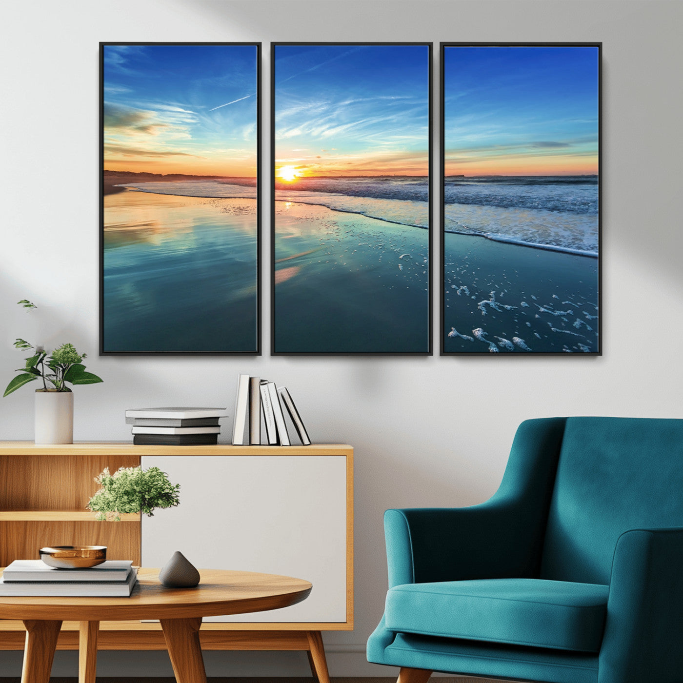 MGV-FC-48X32-3P - Blue Sky and Beach Wall Art Canvas Print