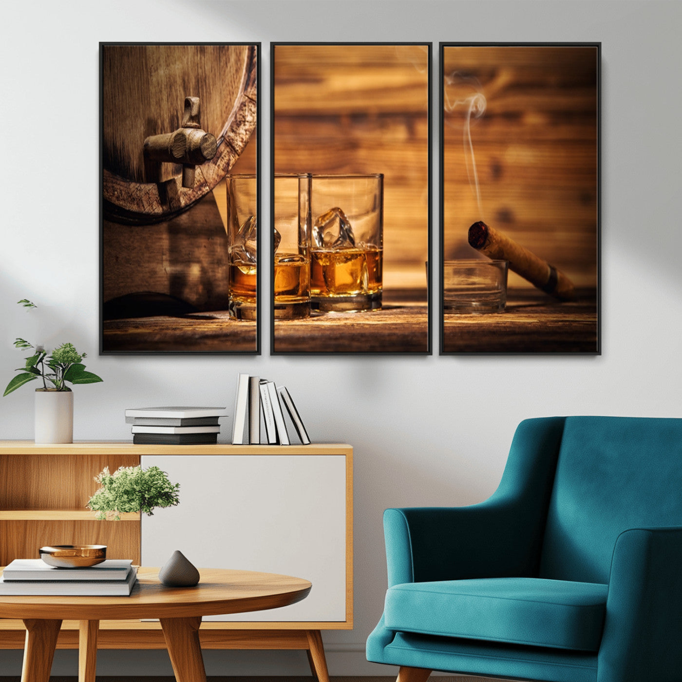 MGV-FC-48X32-3P - Rustic Whiskey and Barrel Canvas Print