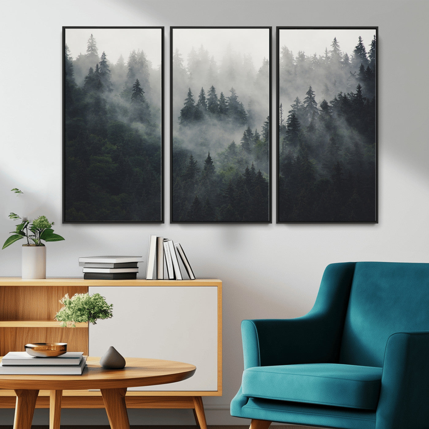 MGV-FC-48X32-3P - Nature Wall Decor - Serene Triptych Nature Print – Woodland Landscape Decor for Living Room or