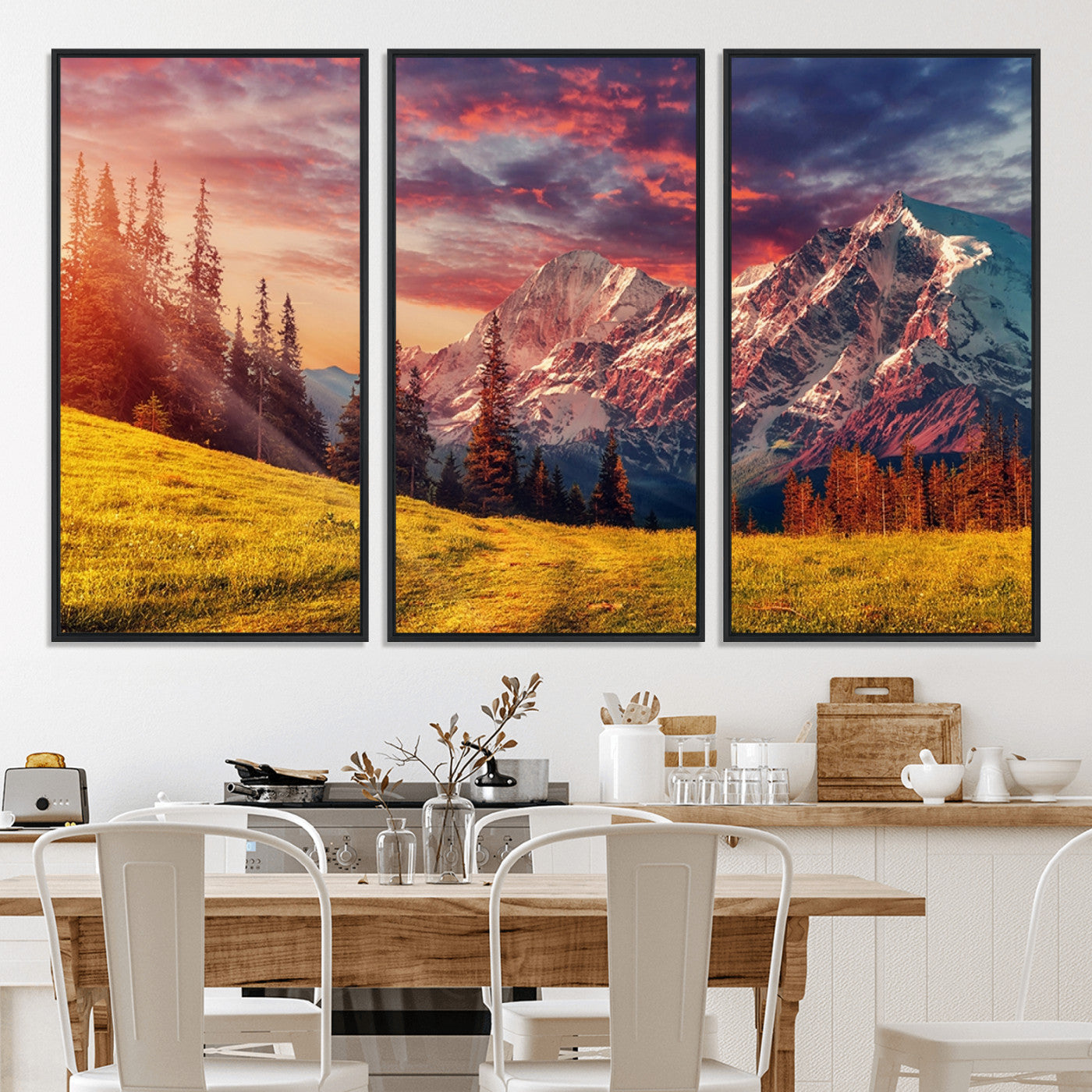 48448-MGV-CV-36X24-Mountain and Daylight Red Sunset Wall Art Canvas Print