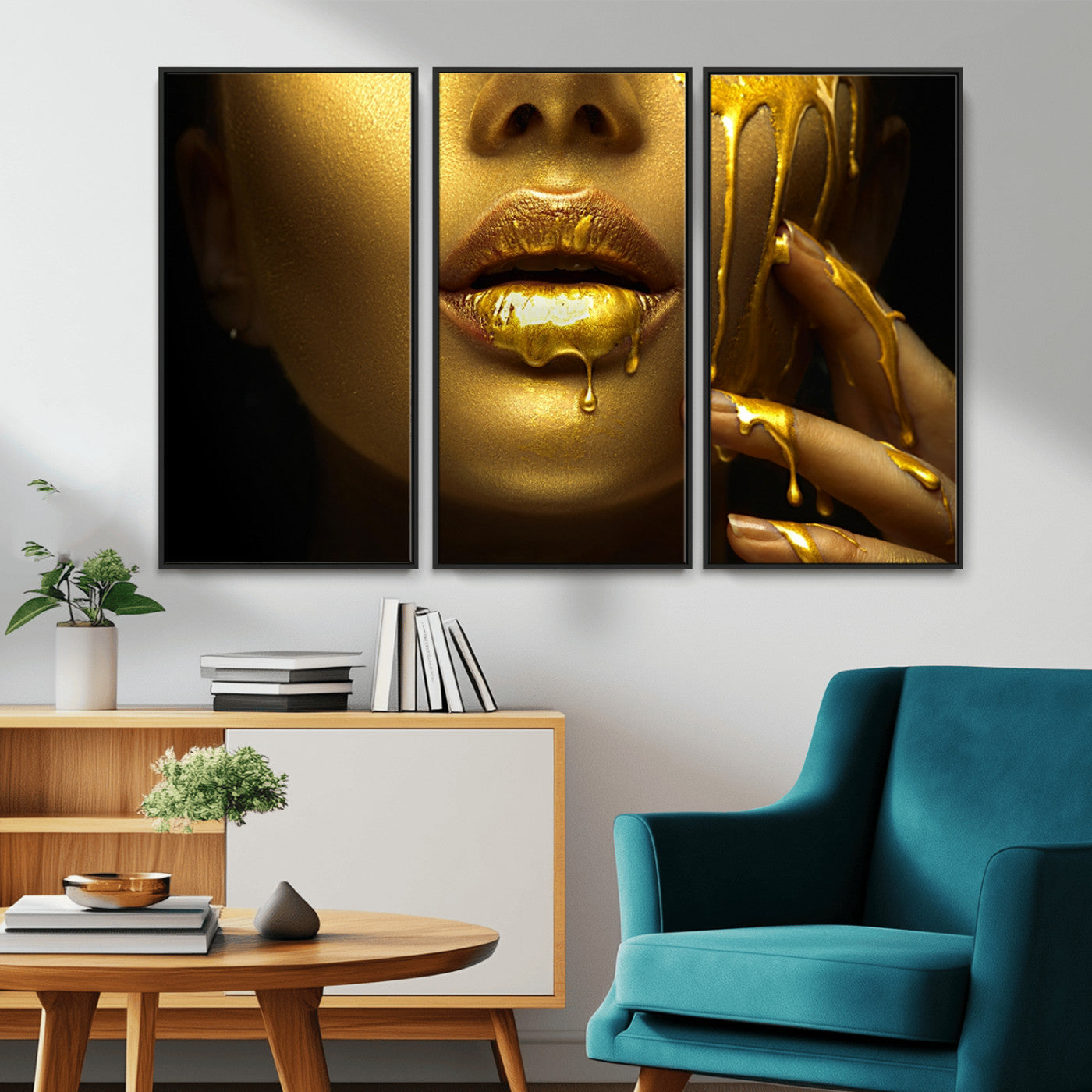 -Gold and Women Wall Art Canvas Print