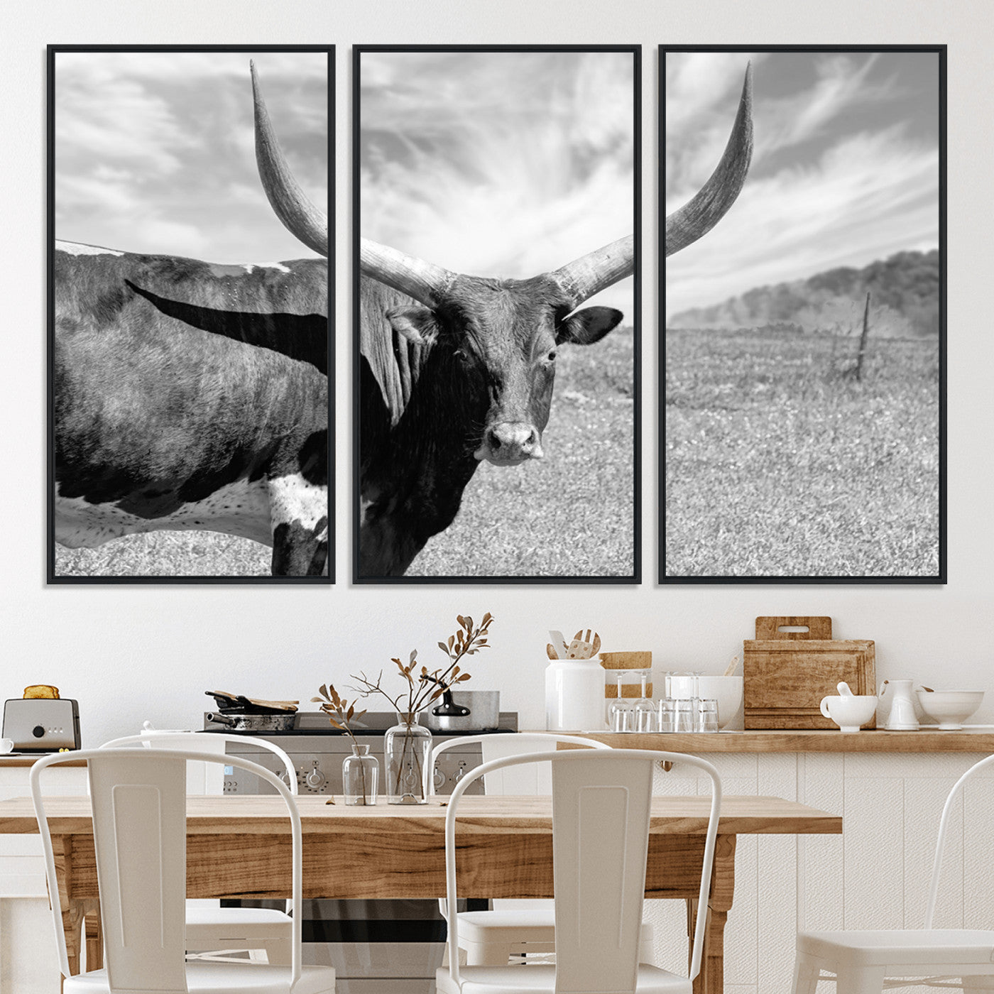 30017-MGV-CV-36X24-Cattle Wall Art Longhorn Cow Canvas Print