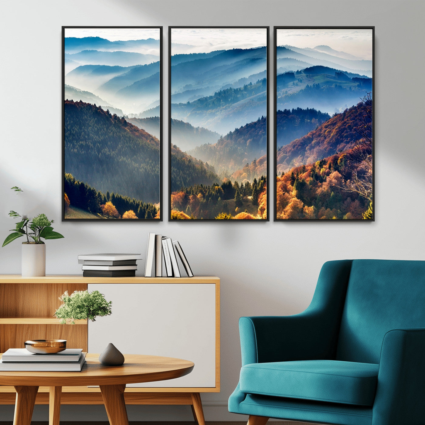 MGV-FC-48X32-3P - Mountains Forest Autumn Wall Art Canvas Print