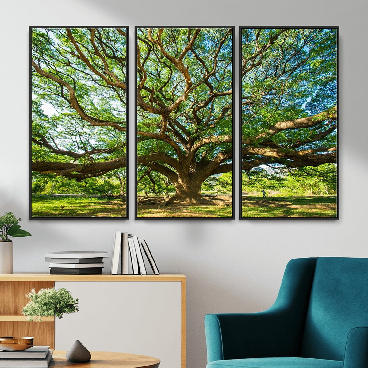 70569-MGV-CV-24X16 - Majestic Oak Tree Wall Art | Serene Nature Canvas Print with Spreading Branches