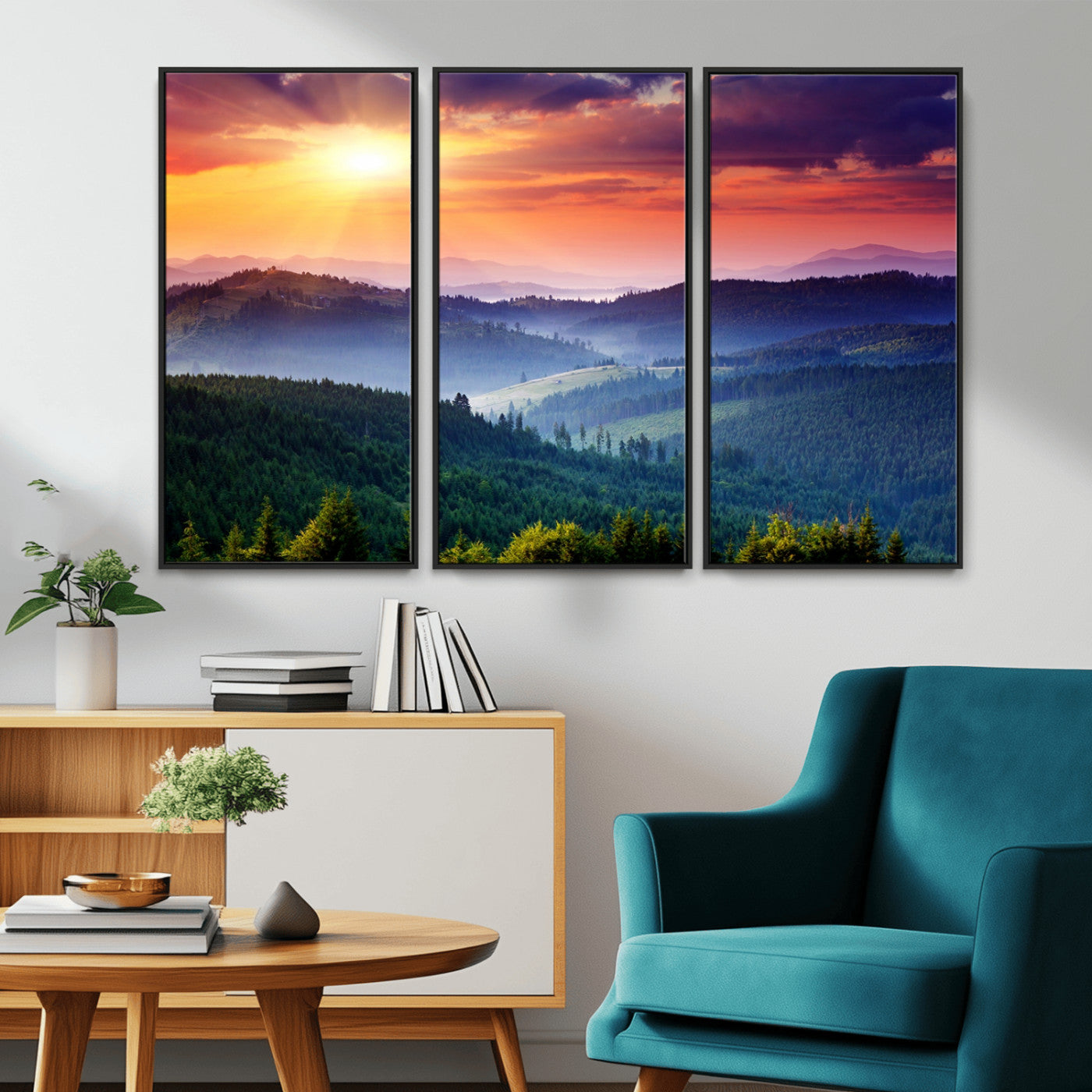 MGV-FC-48X32-3P - Mountain and Sunset Wall Art Canvas Print