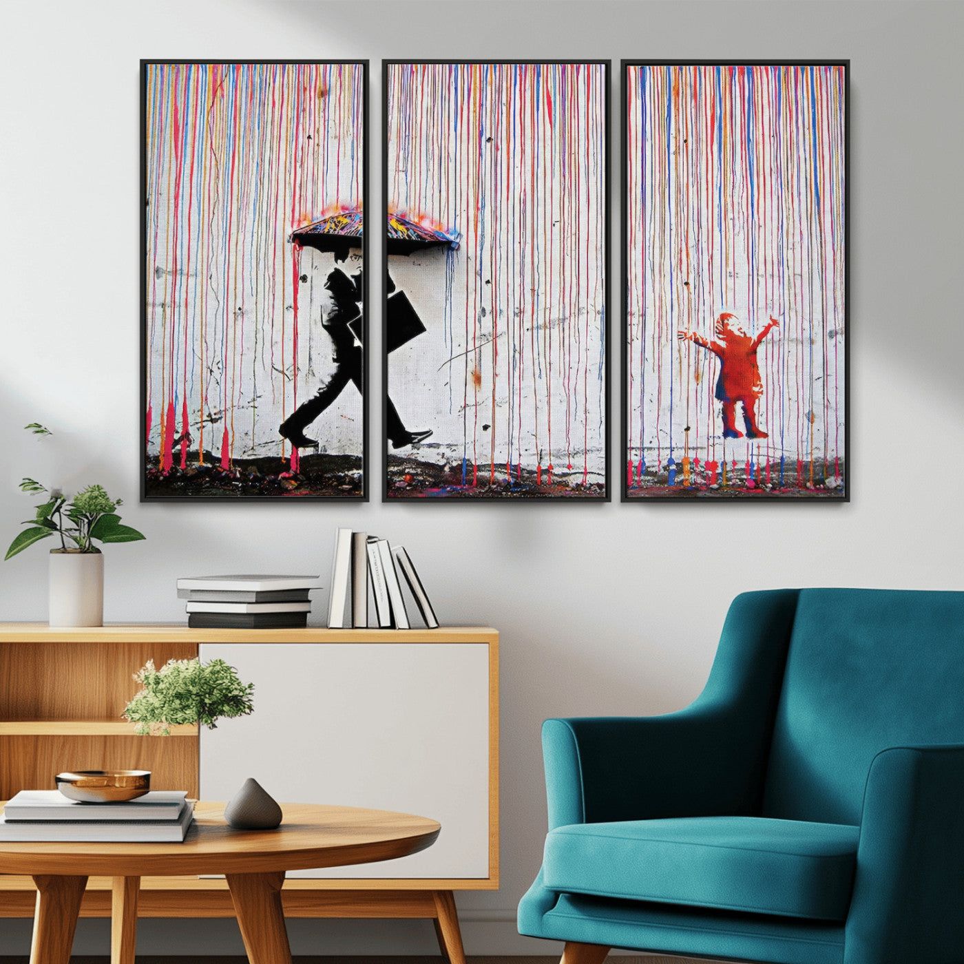 MGV-FC-48X32-3P - Banksy Wall Art Canvas Print, Framed Graffiti Art Picture Print, Banksy Urban Graffiti Perfect Modern Decor Artwork