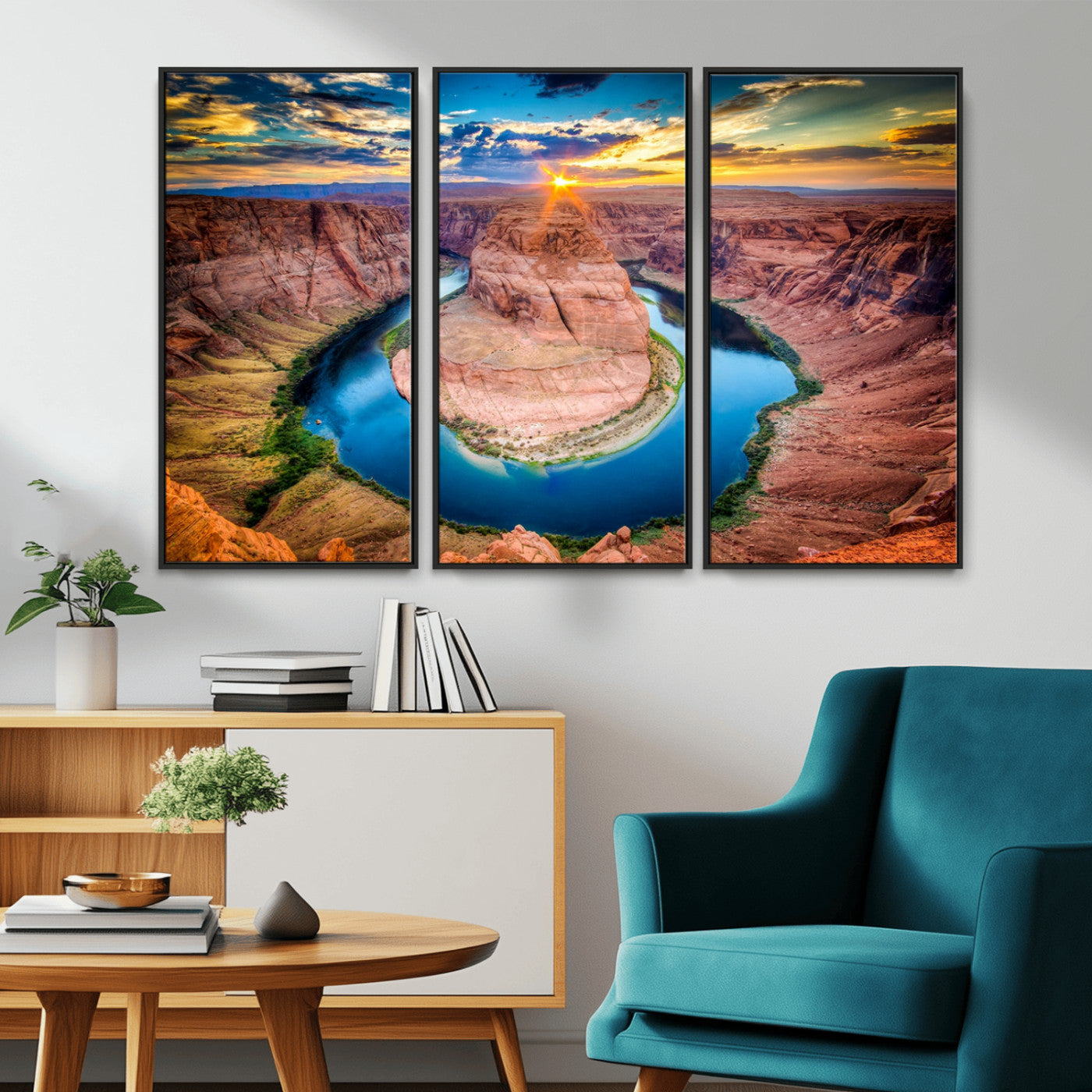 MGV-FC-48X32-3P - Sunset on the Horseshoe Bend Grand Canyon, Horseshoe Bend Grand Canyon Canvas Wall Art Print
