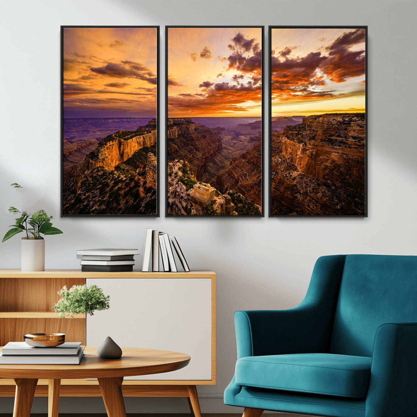MGV-FC-48X32-3P - Mesmerizing Sunset from Grand Canyon Nal Park Wall Art, Grand Canyon Canvas Print