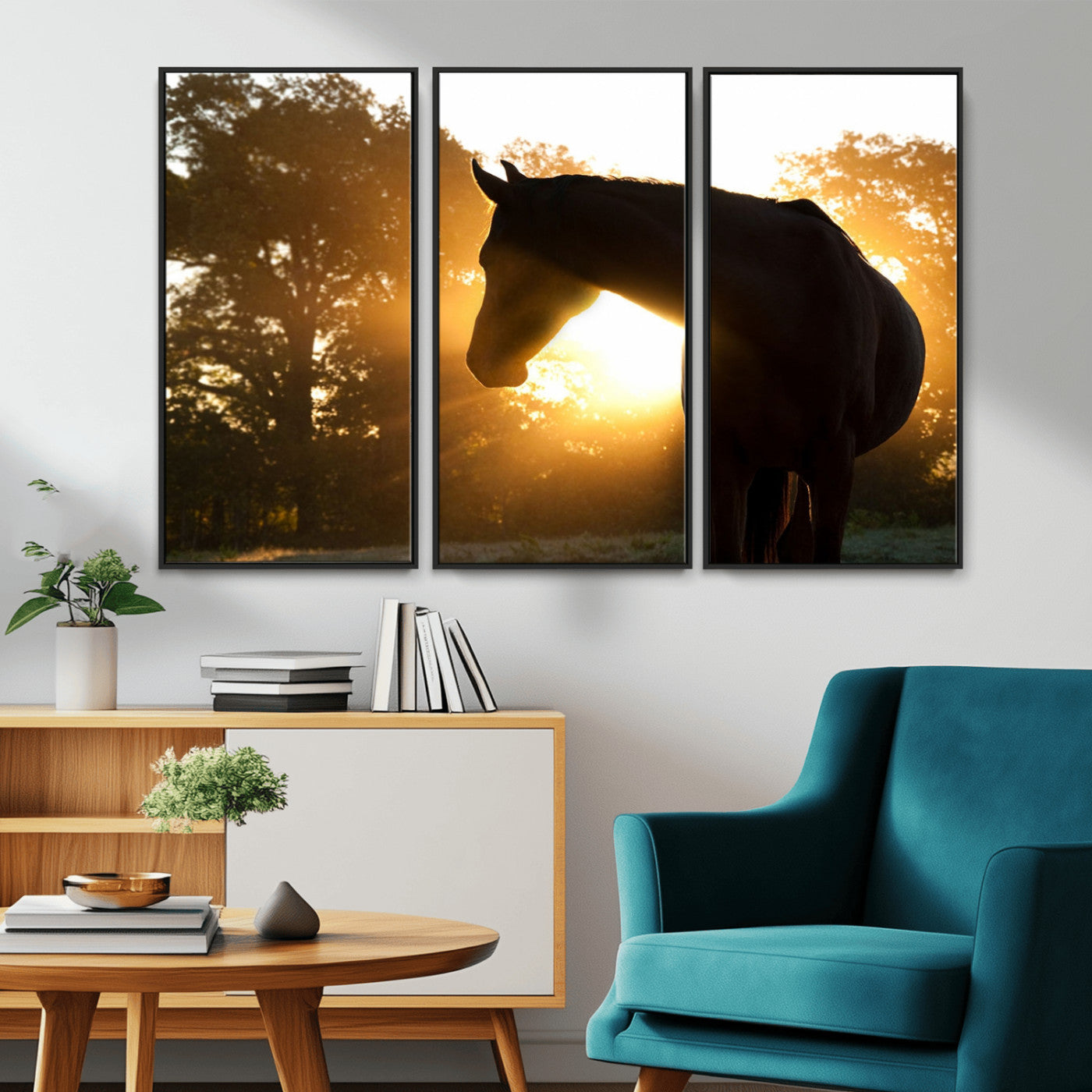 MGV-FC-48X32-3P - Horse at Sunset Wall Art Animal Canvas Print