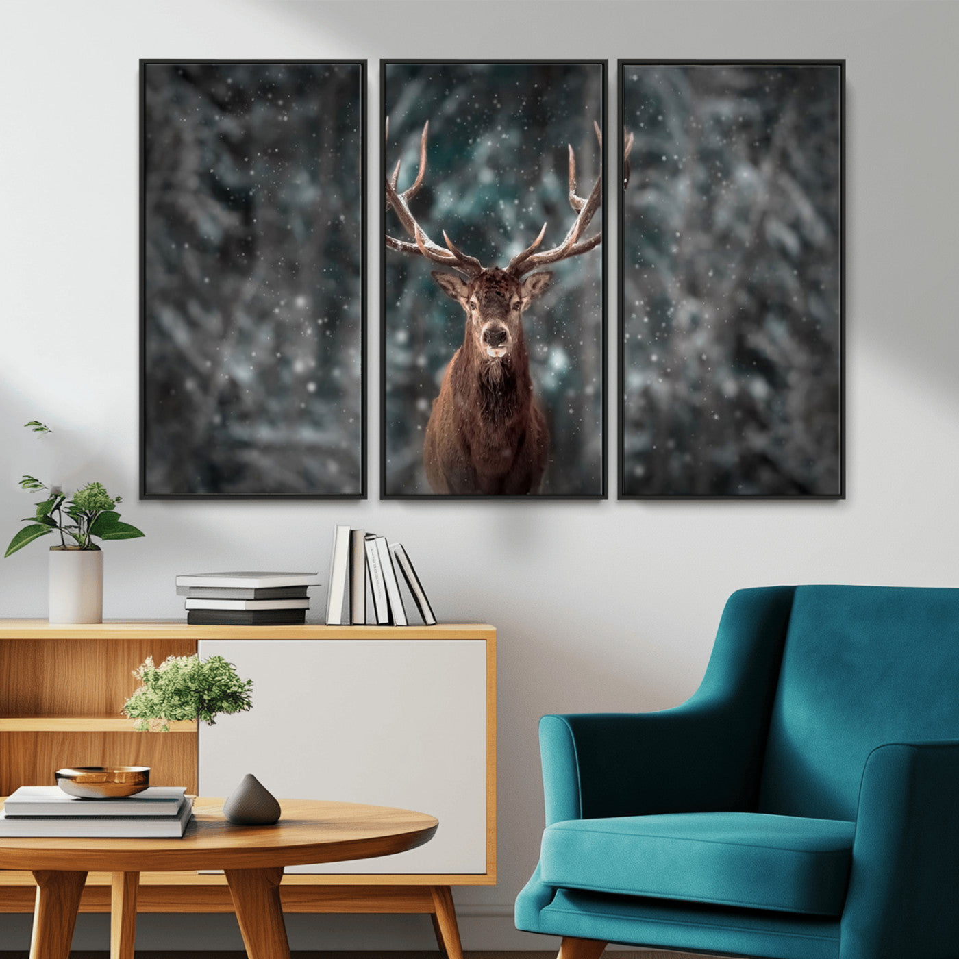 MGV-FC-48X32-3P - Wall Art Deer Art Animal Canvas, Framed Wall Art Deer Canvas Print