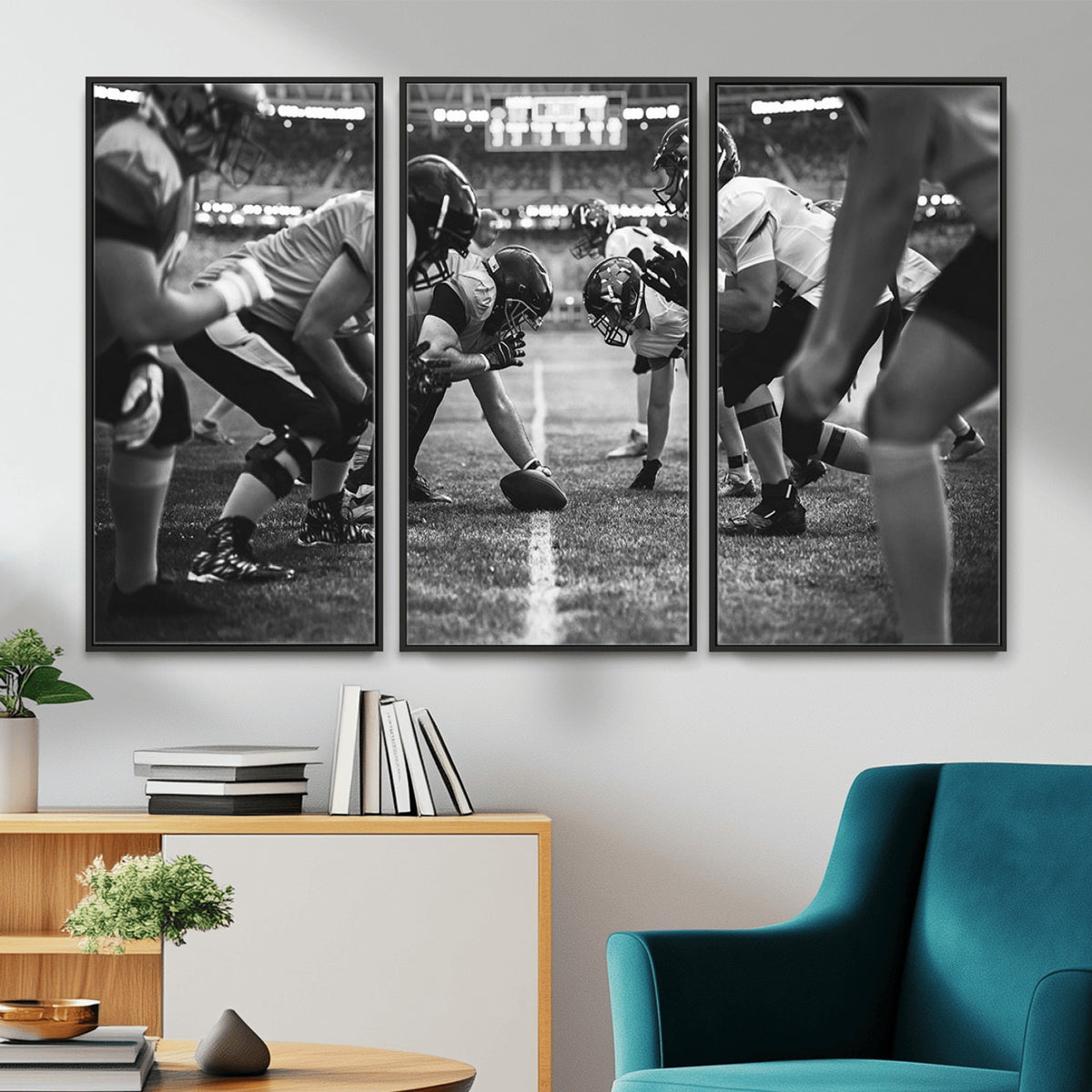 13273-MGV-CV-36X24 - American Football Wall Art Canvas Print Framed Stadium Sport