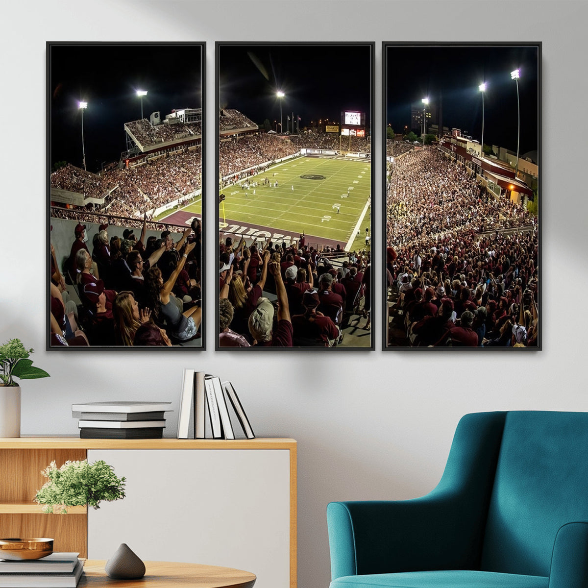 94126-MGV-CV-36X24 - Washington-Grizzly Stadium Canvas Wall Art | Exciting Game Night Atmosphere in Panoramic View