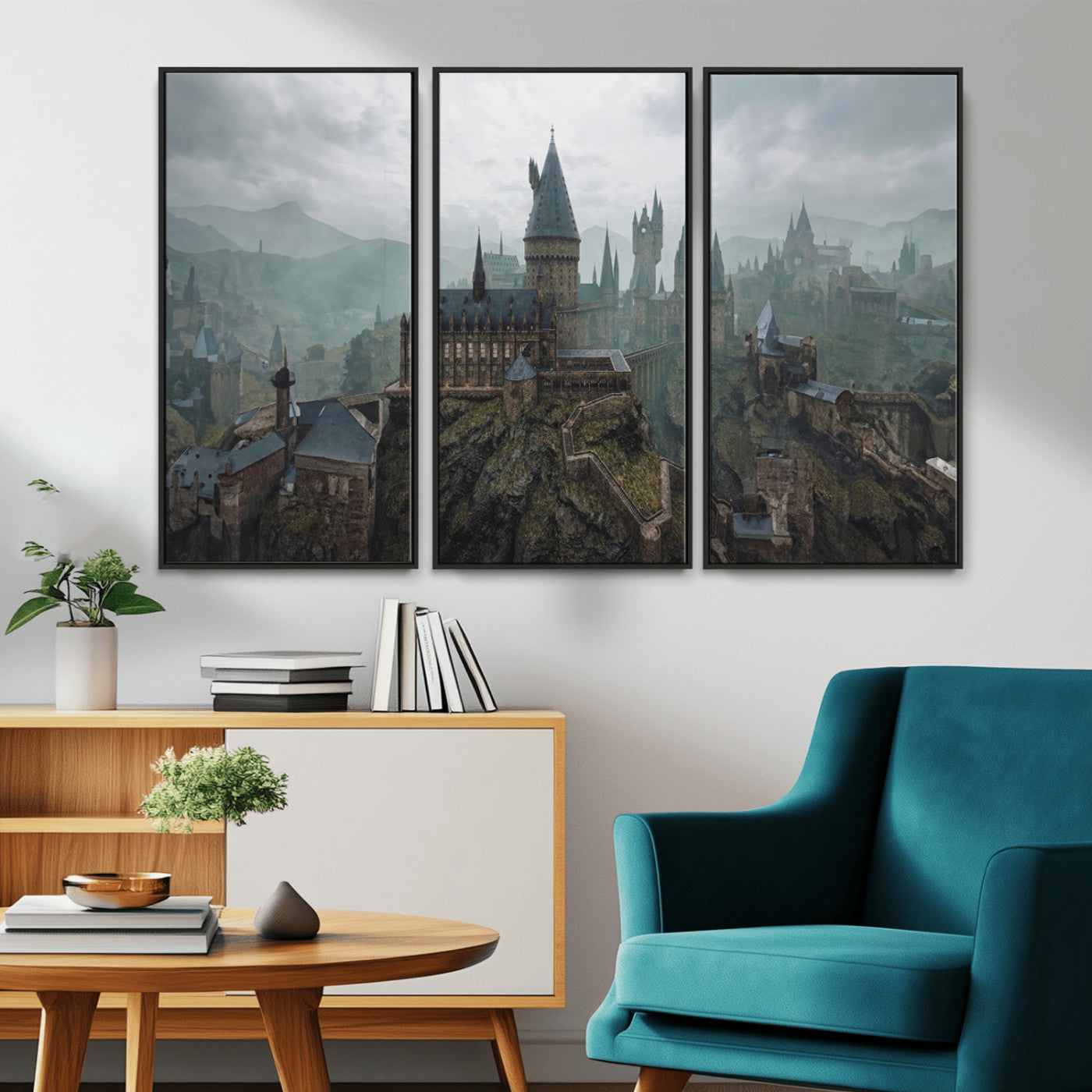 MGV-FC-48X32-3P - Disney Castle Wall Art Canvas Print, Living Kids Home Room Decor Art Print