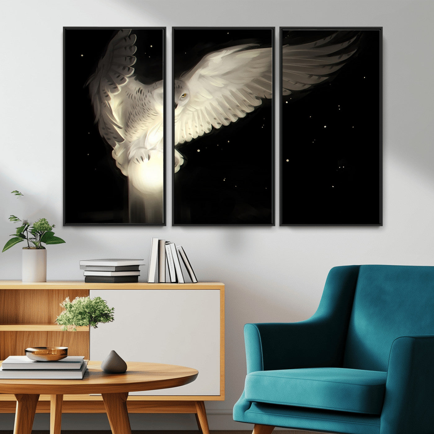 MGV-FC-48X32-3P - Night Owl Art -  Illuminating the Darkness – Unique Animal-Inspired Wall Art for Modern Decor |