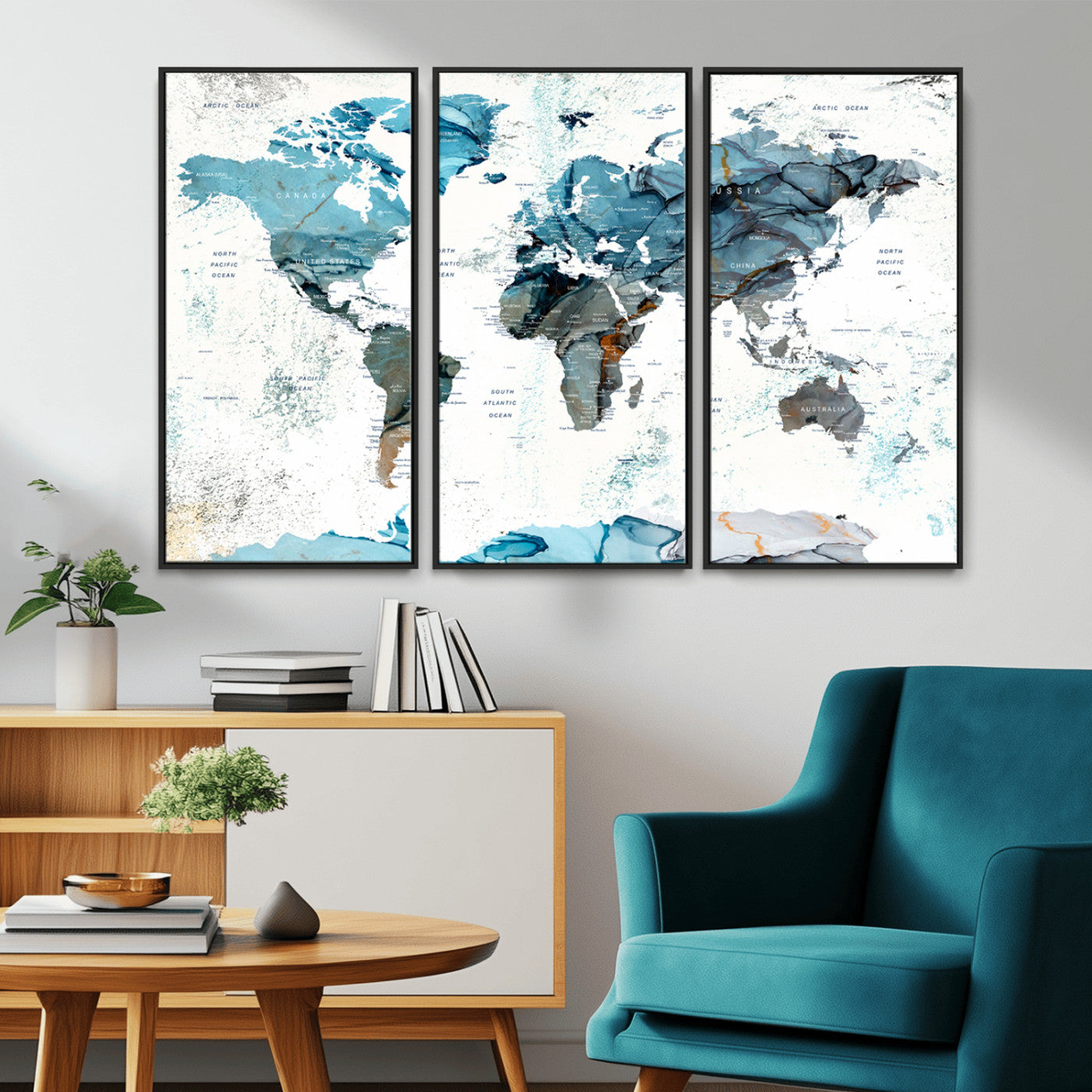 MGV-FC-48X32-3P - Push Pin World Map Canvas Print – Framed Wall Art for Couples to Track Their Travels – Anniversary