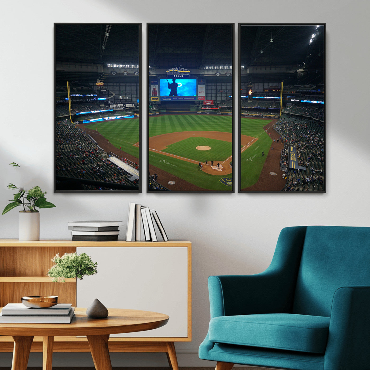MGV-FC-48X32-3P - Milwaukee Brewers Baseball Art Print - American Family Field Stadium Wall Art Canvas Print