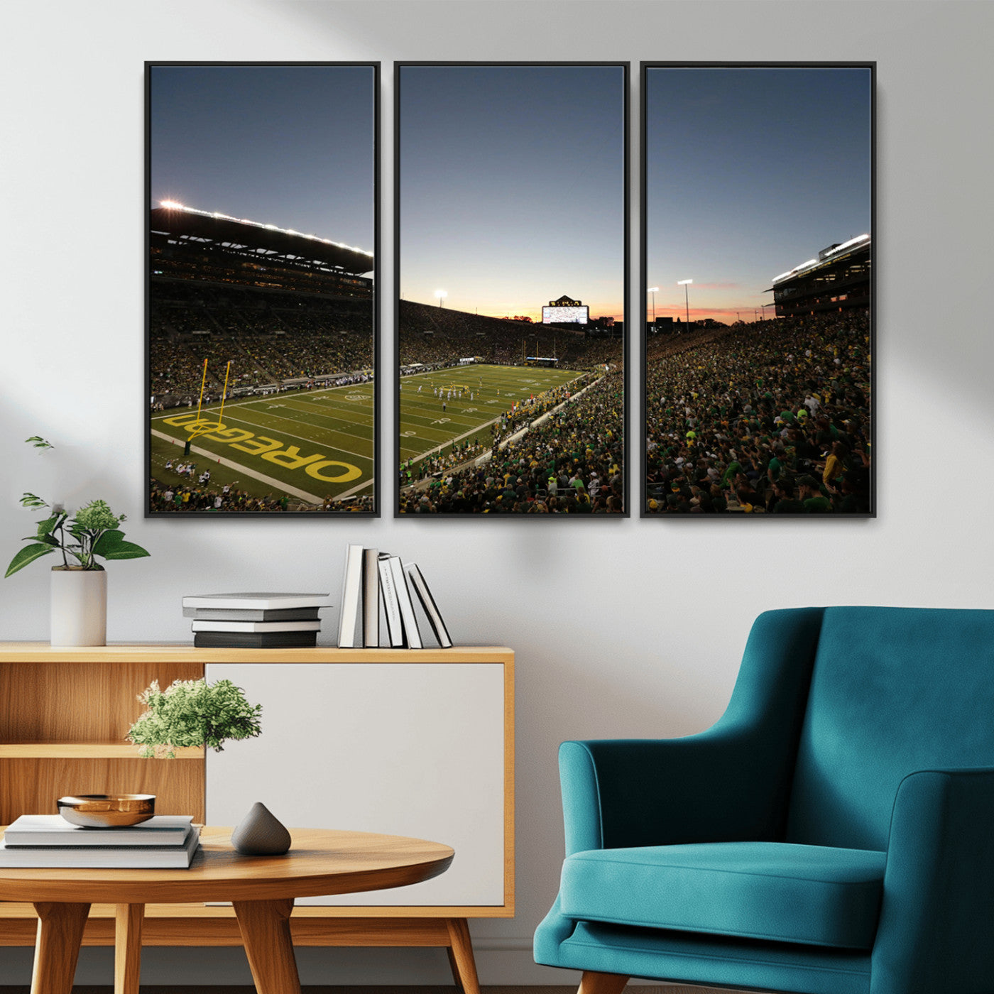 MGV-FC-48X32-3P - Oregon Ducks Football Team Print - Eugene Autzen Stadium Wall Art Canvas Print