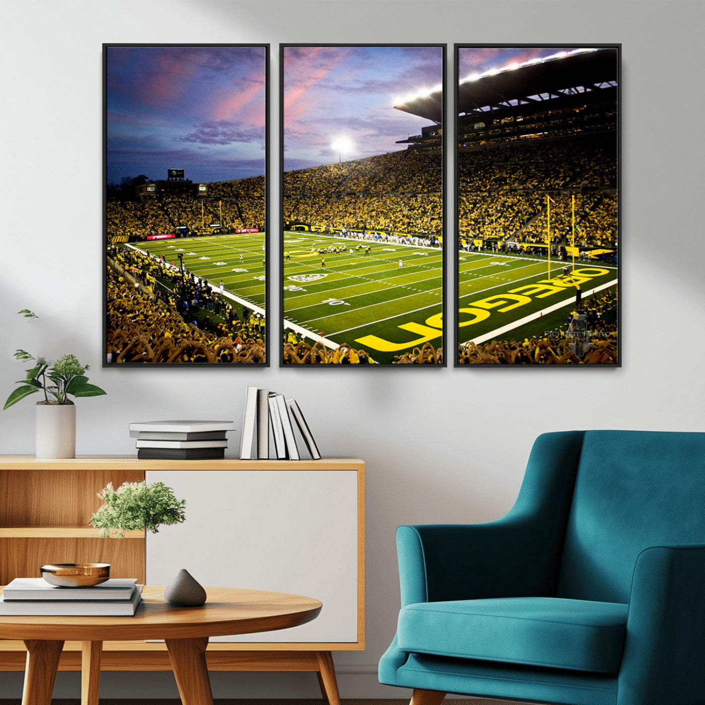 MGV-FC-48X32-3P - University of Oregon Ducks Football Team Print - Eugene Autzen Stadium Wall Art Canvas Print