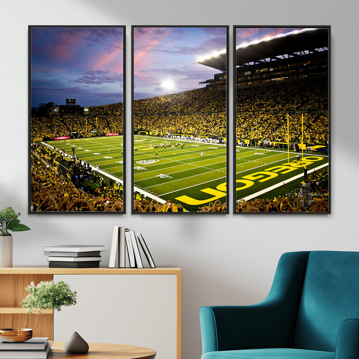72017-MGV-CV-36X24 - University of Oregon Ducks Football Team Print, Eugene, Framed and Ready to Hang