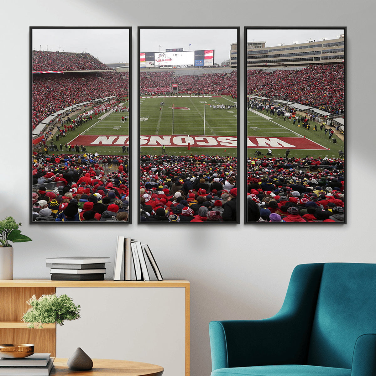 23461-MGV-CV-36X24 - Wisconsin Badgers Team Print Canvas, Madison Camp Randall Stadium Wall Art