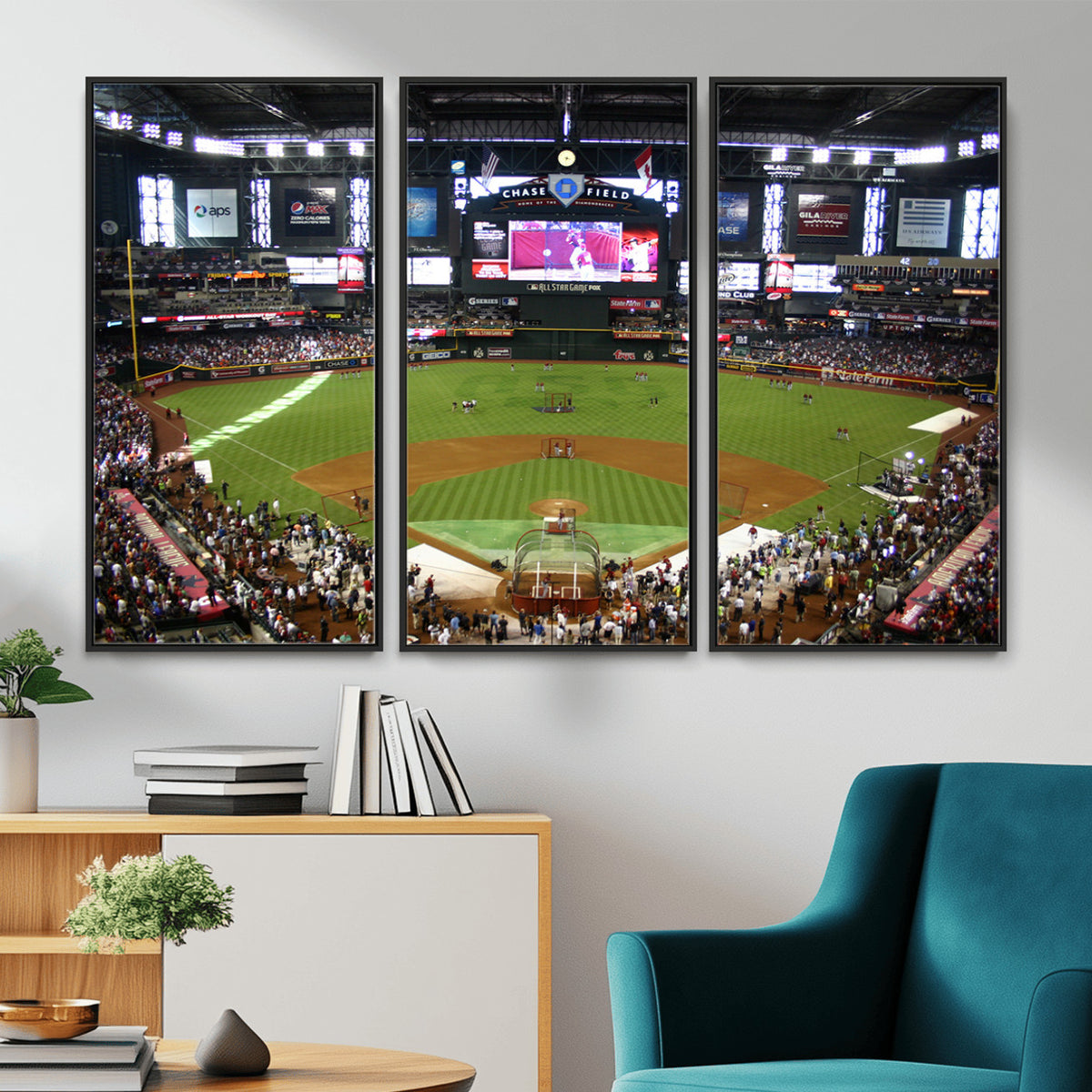 91630-MGV-CV-36X24 - Arizona Diamondbacks Baseball Team Print, Phoenix Chase Field Baseball Stadium Wall Art