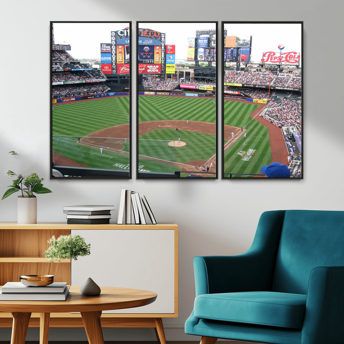 MGV-FC-48X32-3P - New York Mets Baseball Team Print - Citi Field Baseball Stadium Wall Art Canvas Print