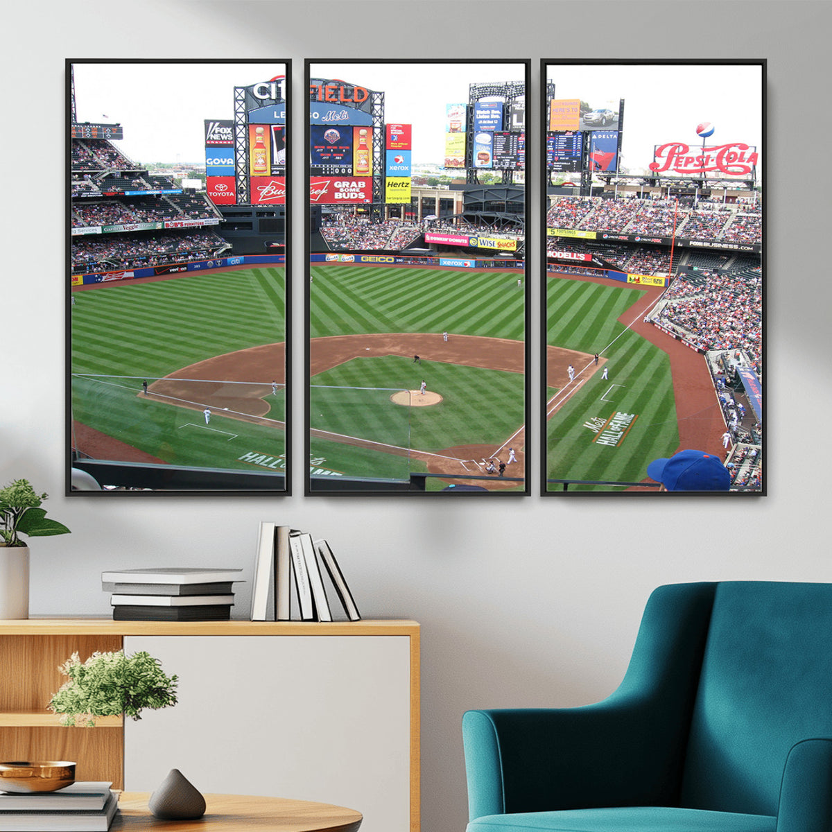 64829-MGV-CV-36X24 - New York Mets Baseball Team Print, Citi Field Baseball Stadium Wall Art