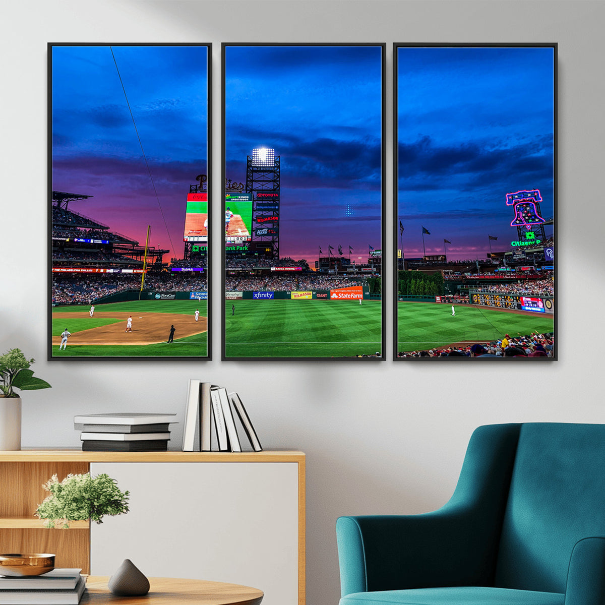20427-MGV-CV-36X24 - Philadelphia Phillies Baseball Team Print, Citizens Bank Park, Extra Large Game Room Wall Decor
