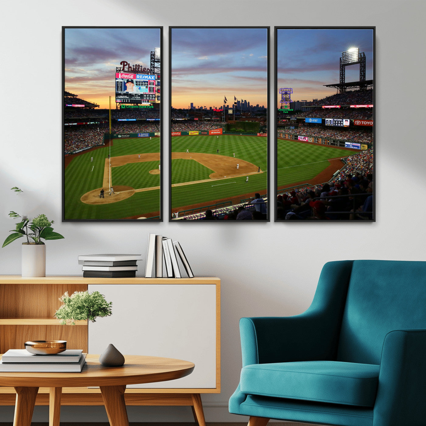 MGV-FC-48X32-3P - Citizens Bank Park Philadelphia Phillies Wall Art Canvas | 3-Panel Canvas Print of Phillies Stadium