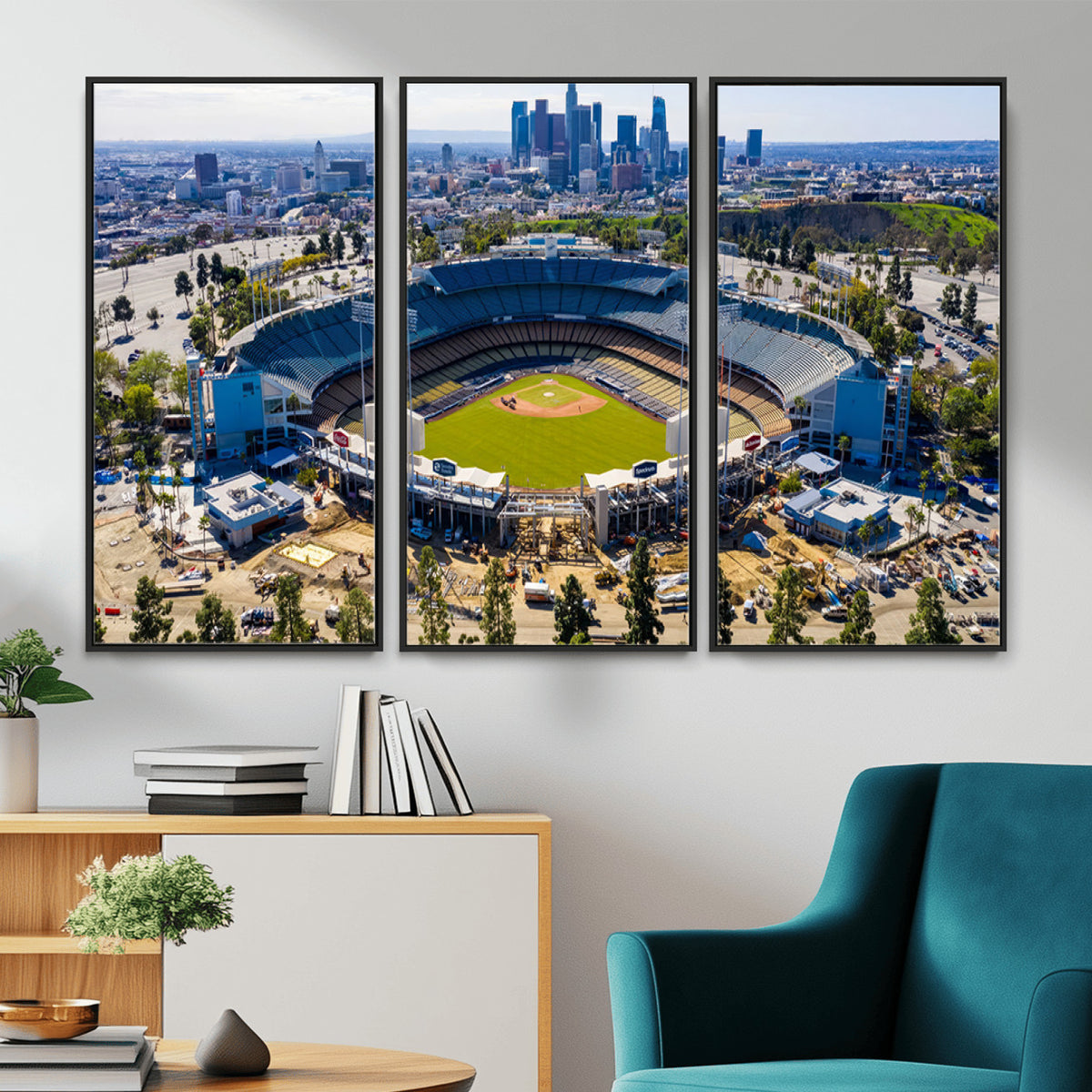 58596-MGV-CV-36X24 - Los Angeles Dodgers Dodger Stadium Wall Art Canvas Print, Extra Large Game Room Wall Decor