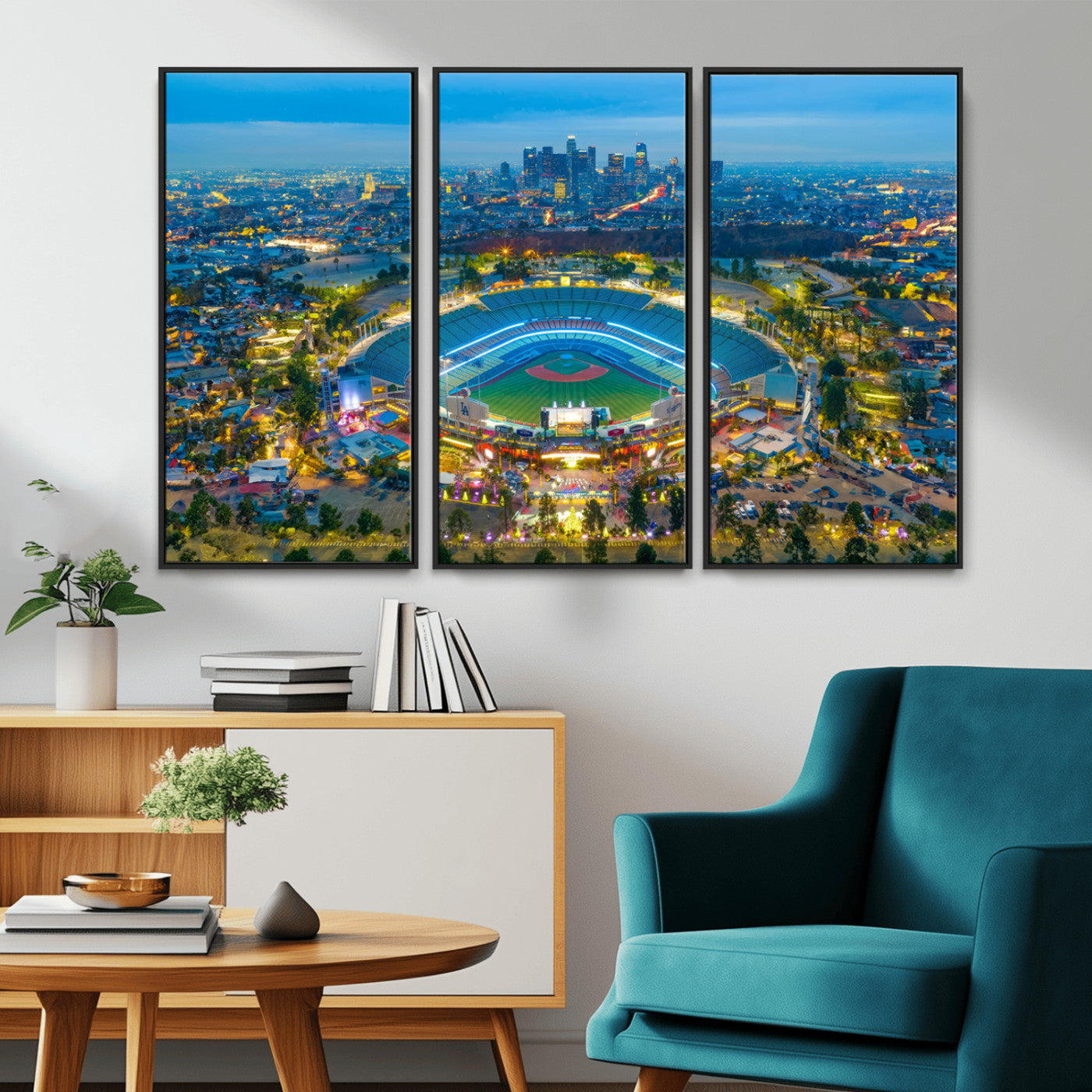 MGV-FC-48X32-3P - Los Angeles Dodgers Wall Art Canvas, Dodger Stadium Wall Art Canvas Print - MLB Baseball Stadium