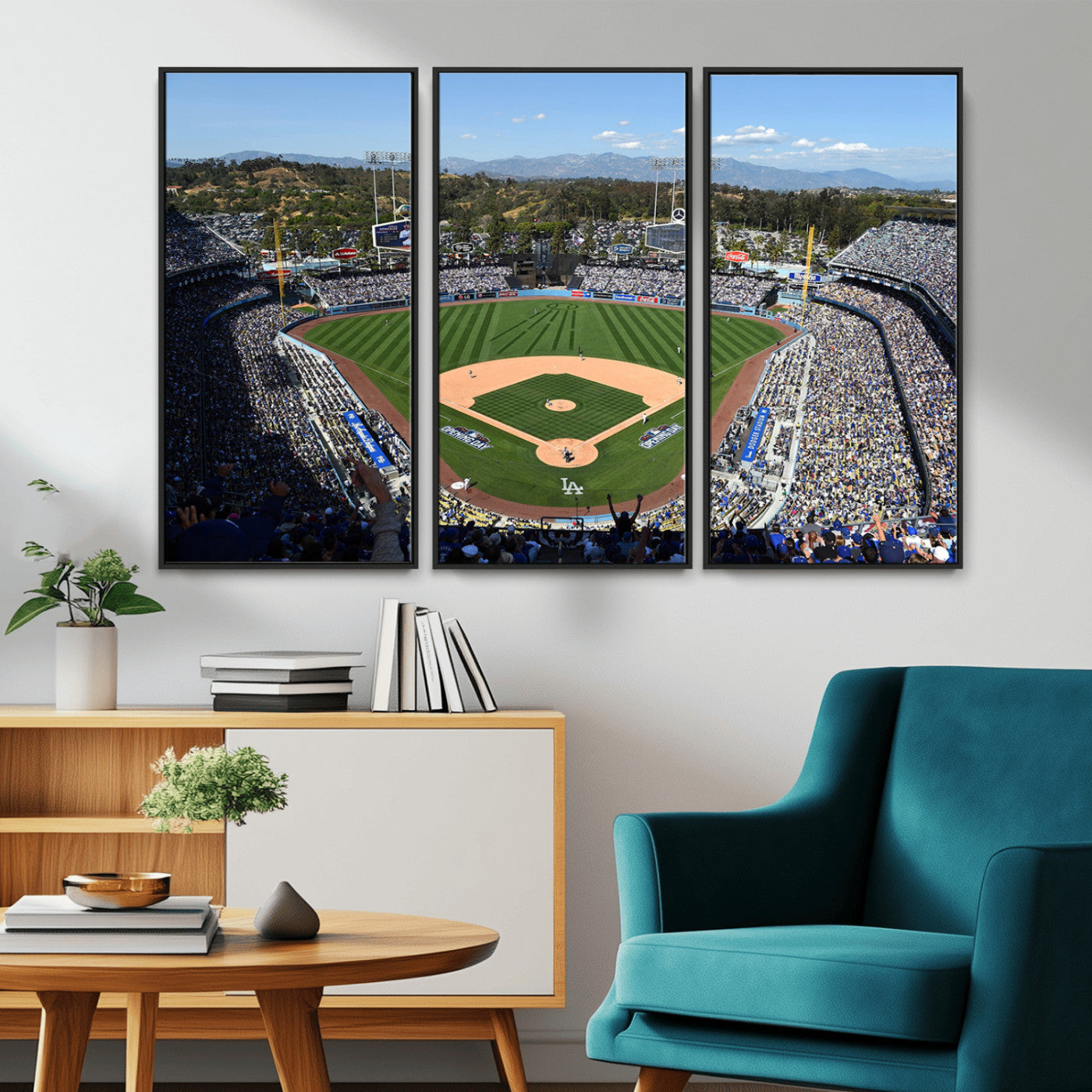 MGV-FC-48X32-3P - Los Angeles Dodgers Dodger Stadium Wall Art Canvas Print - MLB Baseball Stadium Wall Art Canvas