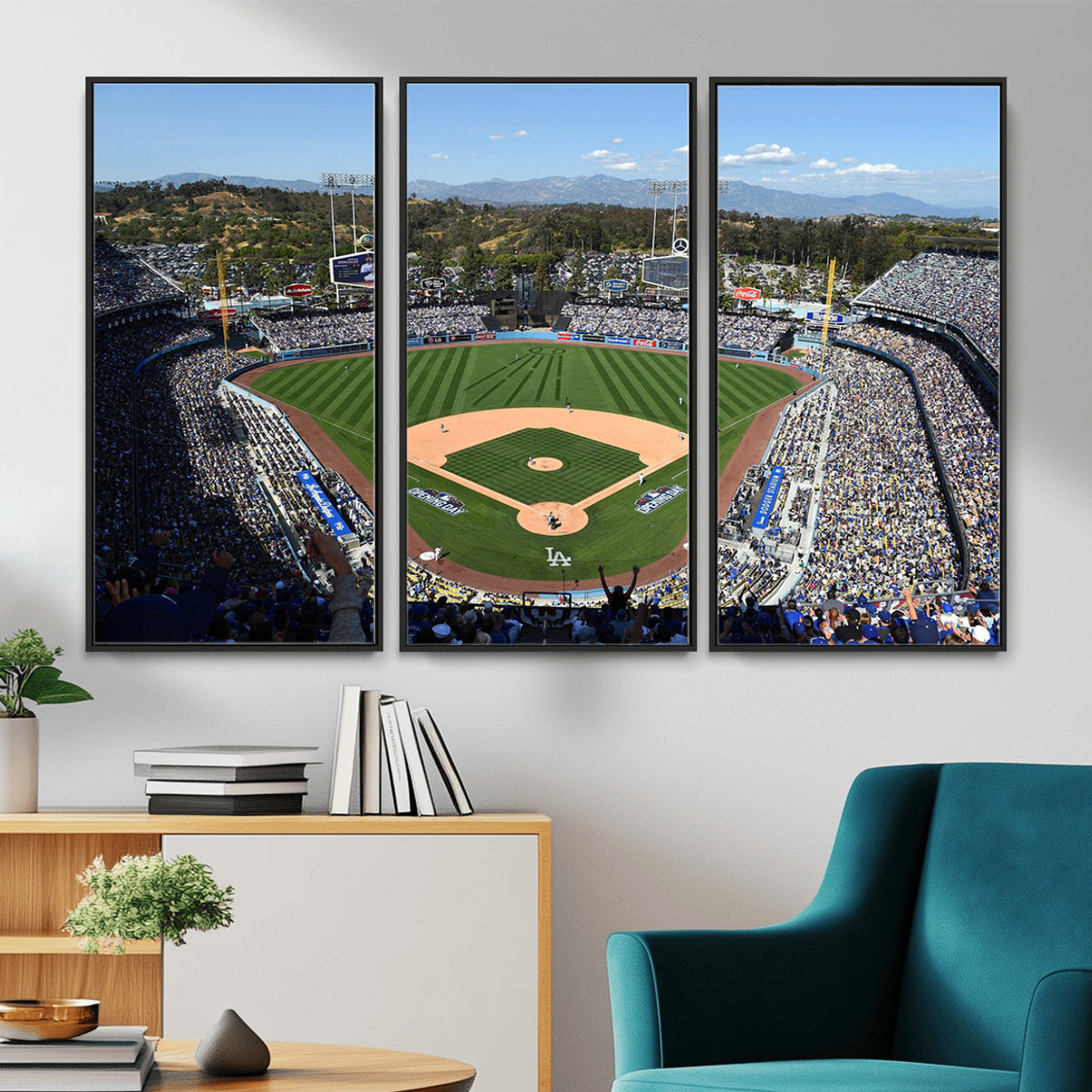 20436-MGV-CV-36X24 - Los Angeles Dodgers Dodger Stadium Wall Art Canvas Print, Framed and Ready to Hang