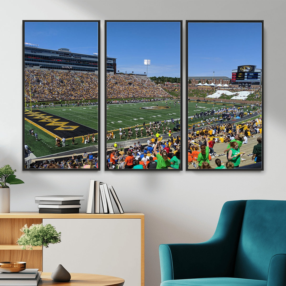 38399-MGV-CV-36X24 - University of Missouri Tigers Football Team Print, Columbia Faurot Field Memorial Stadium Wall Art