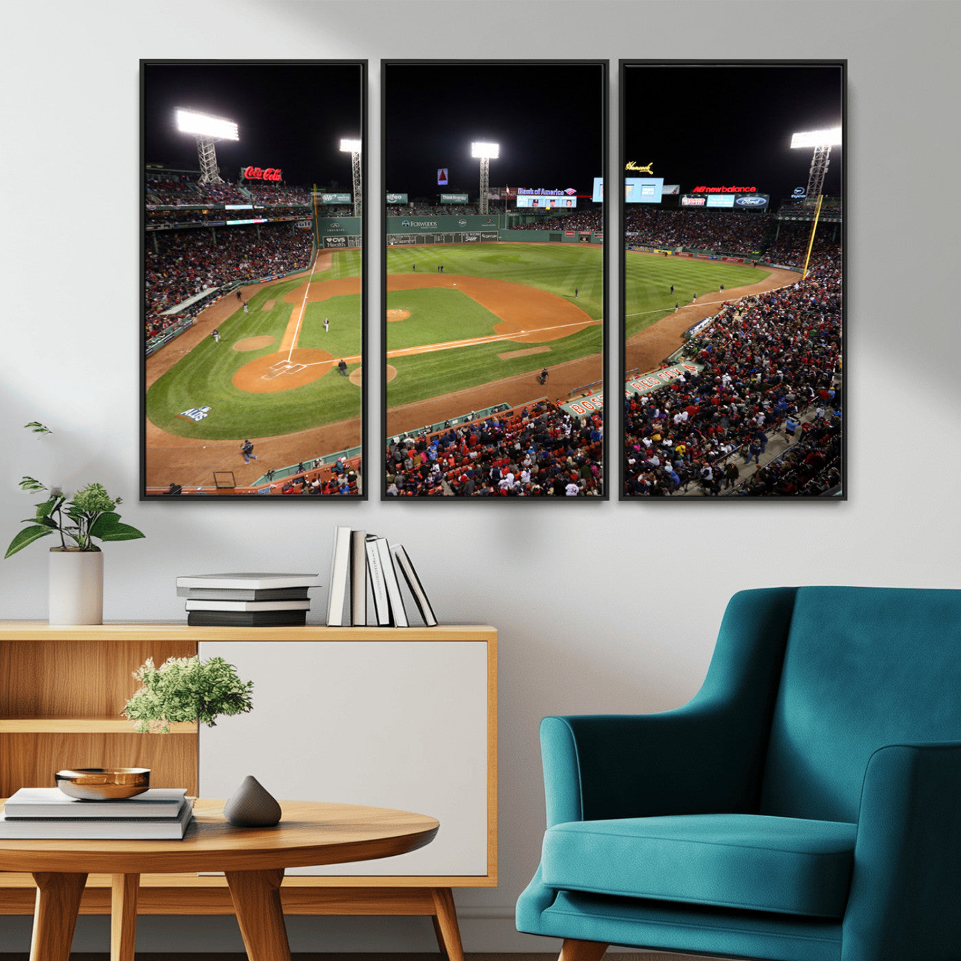 MGV-FC-48X32-3P - Boston Red Sox Baseball Team Print - Massachusetts Fenway Park Stadium Wall Art Canvas Print
