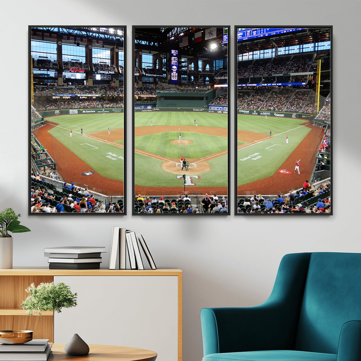 78468-MGV-CV-36X24 - Texas Rangers Baseball Team Print, Arlington Globe Life Field Stadium Wall Art