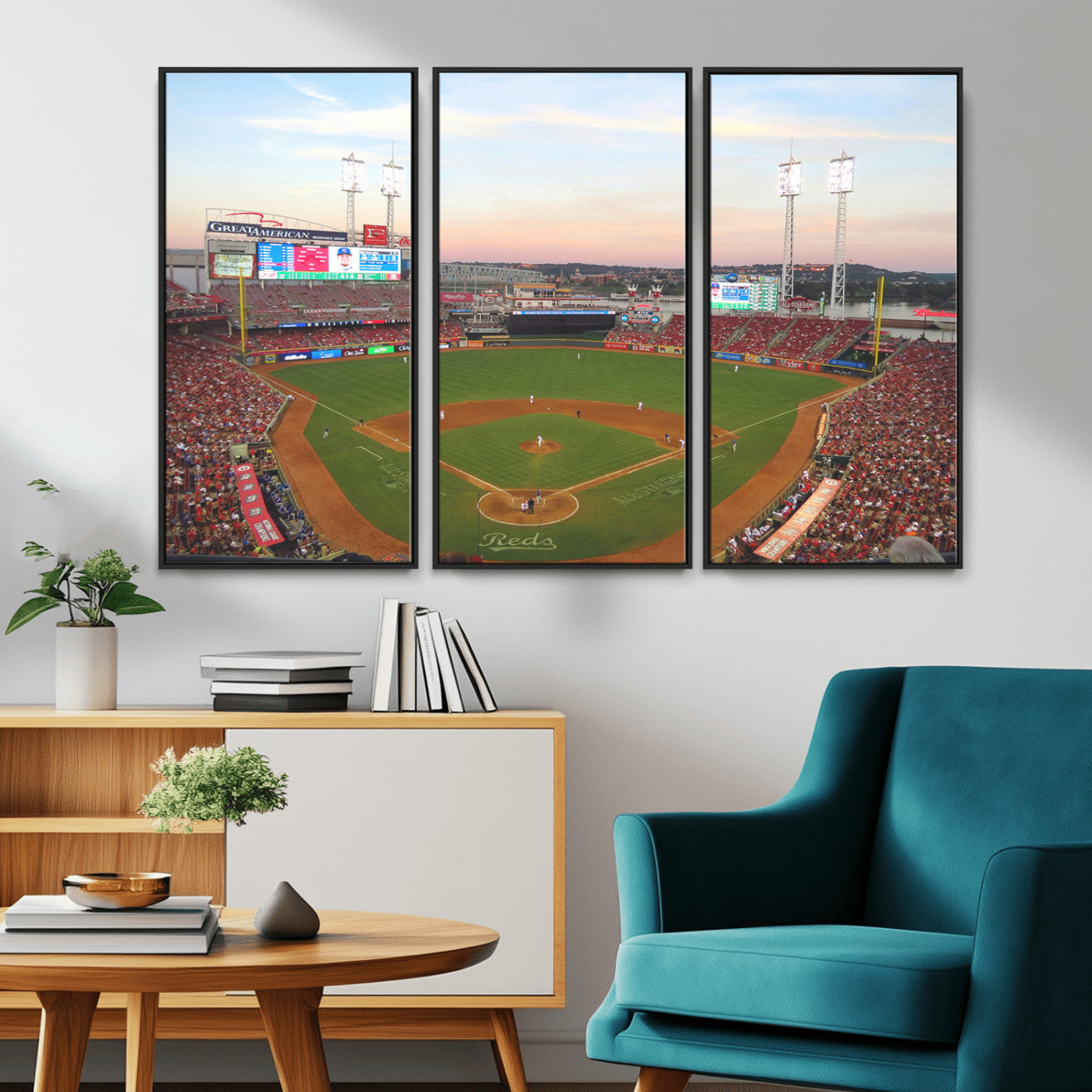 MGV-FC-48X32-3P - Cincinnati Reds Baseball Print Canvas- Cincinnati Great American Ball Park Stadium Wall Art Canvas
