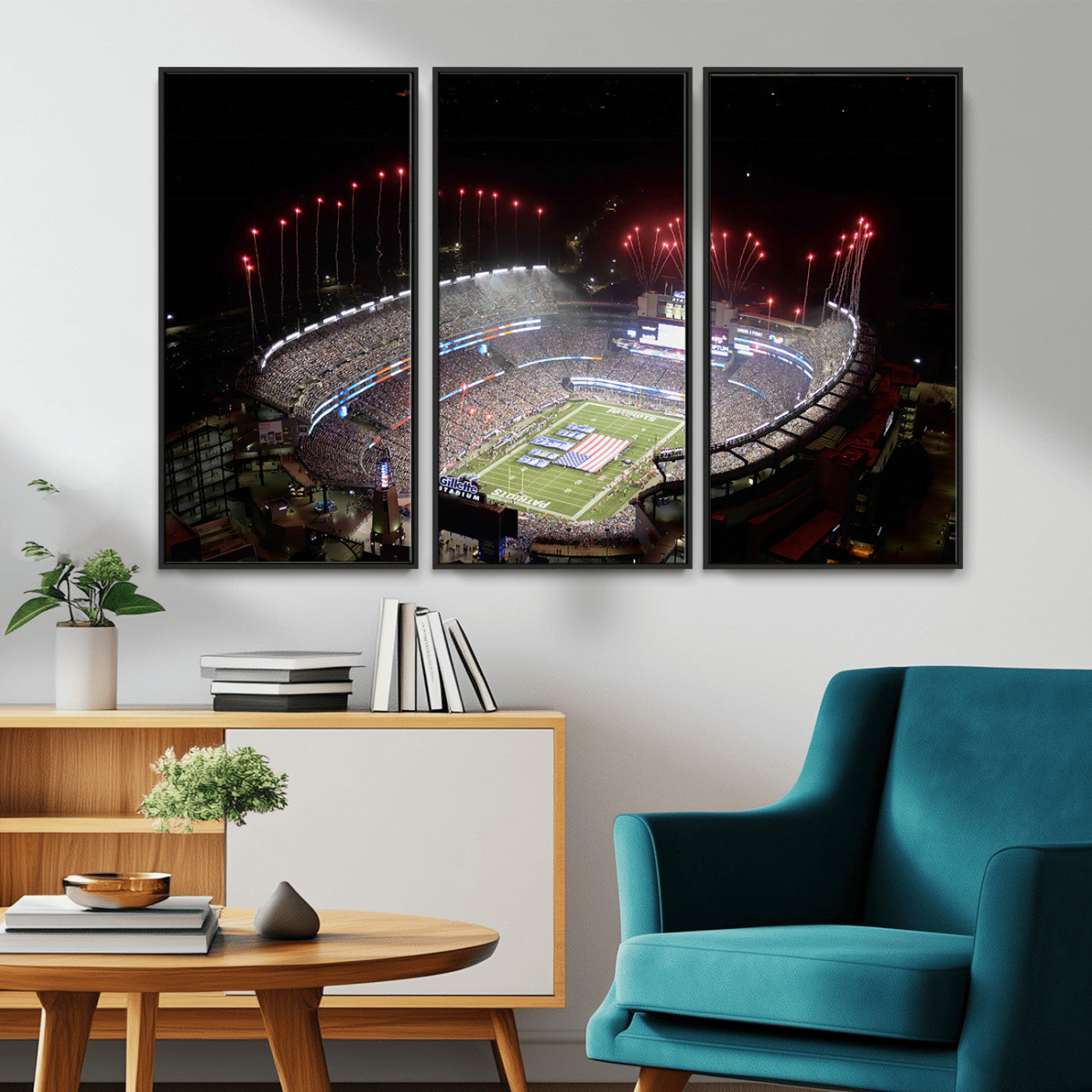 MGV-FC-48X32-3P - New England Patriots Team Print Wall Art- Foxborough Gillette Stadium Wall Art Canvas Print