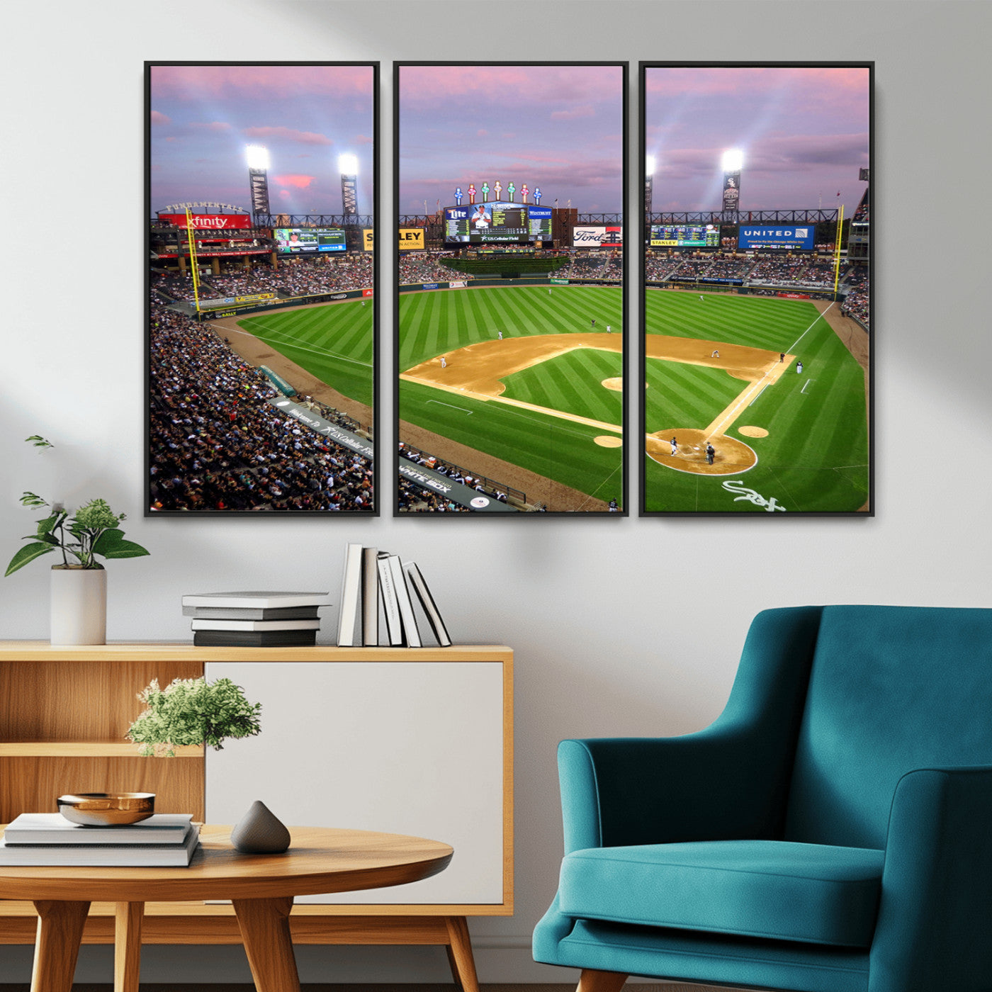 MGV-FC-48X32-3P - Chicago White Sox Baseball Team Print Canvas- Guaranteed Rate Field Stadium Wall Art Canvas Print