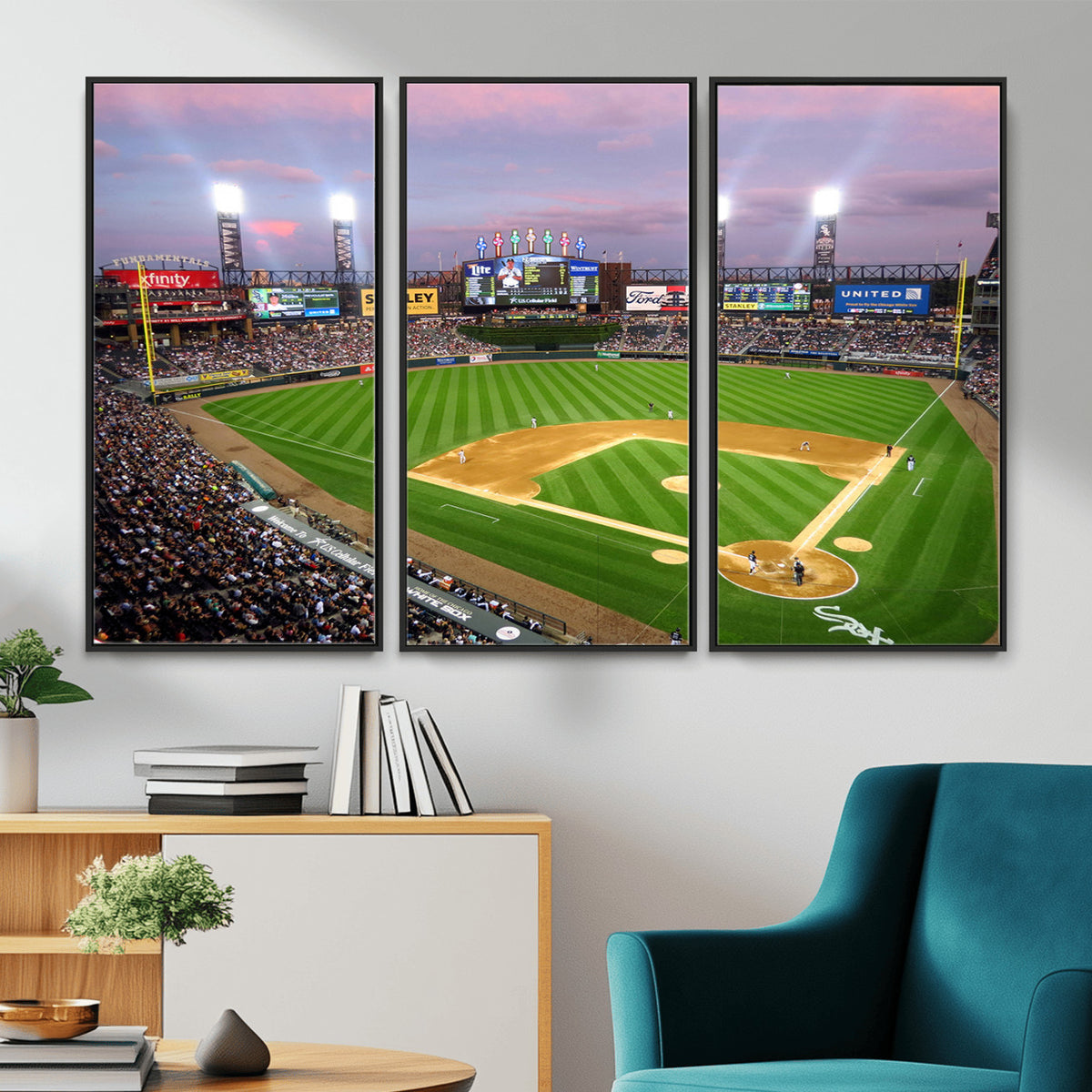 38470-MGV-CV-36X24 - Chicago White Sox Baseball Team Print Canvas, Guaranteed Rate Field Stadium Wall Art