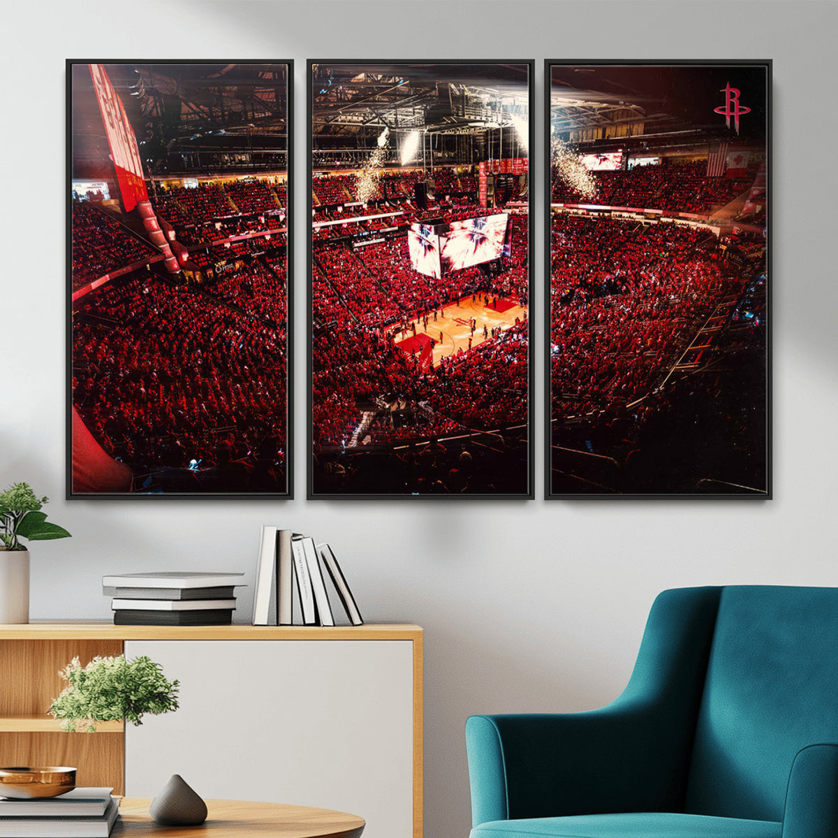 91527-MGV-CV-36X24 - Houston Rockets Basketball Team Print Canvas, Houston Toyota Center Arena Wall Art