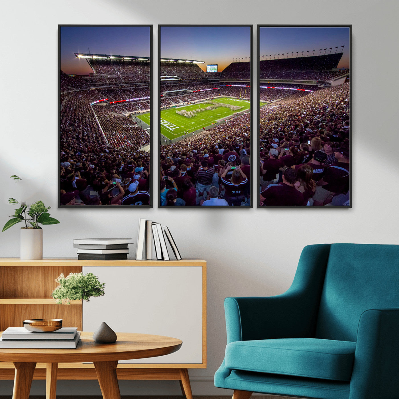 MGV-FC-48X32-3P - Texas A&M University Aggies Football Team Print - College Station Kyle Field Stadium Wall Art Canvas