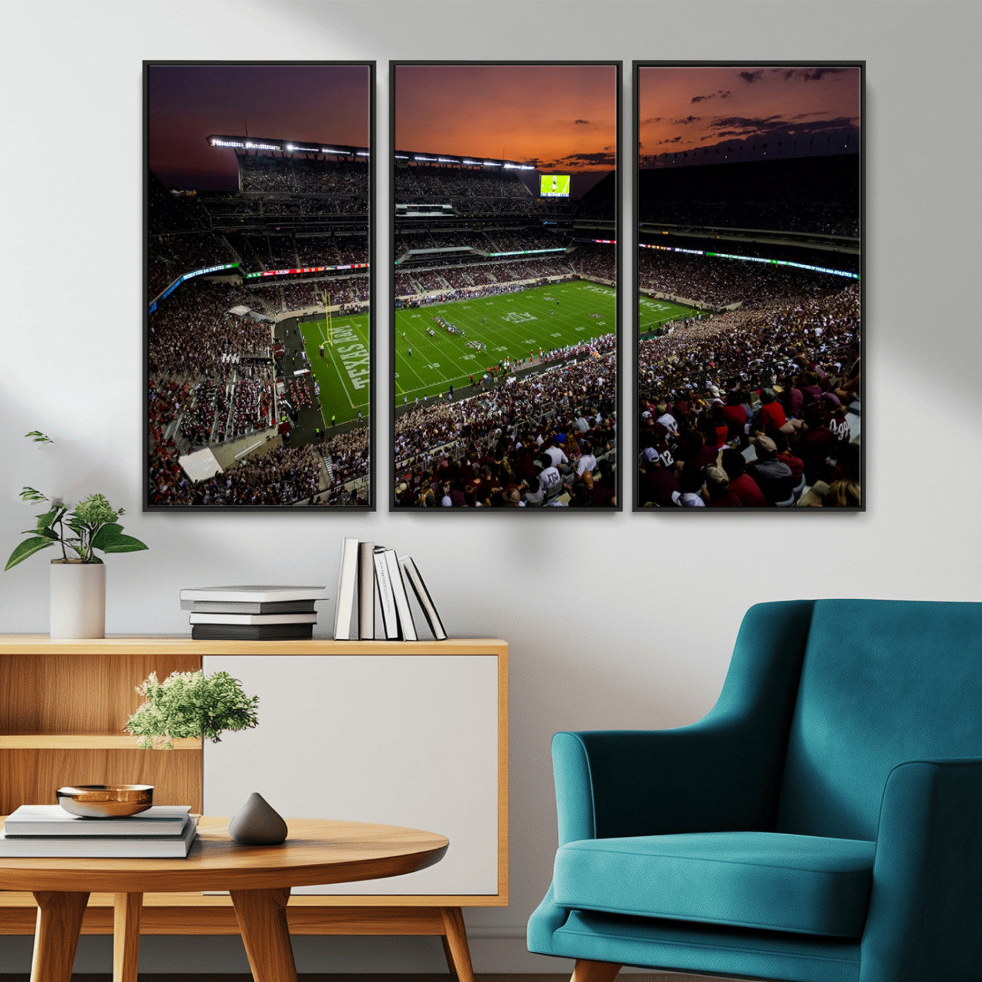 MGV-FC-48X32-3P - Texas A&M Aggies Football Team Print - College Station Kyle Field Stadium Wall Art Canvas Print