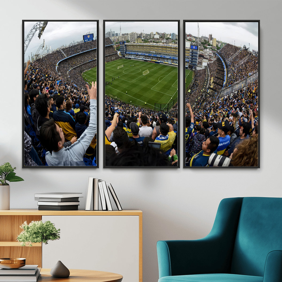 23173-MGV-CV-36X24 - Boca Juniors Soccer Team Print, Buenos Aires Bombonera, Framed and Ready to Hang