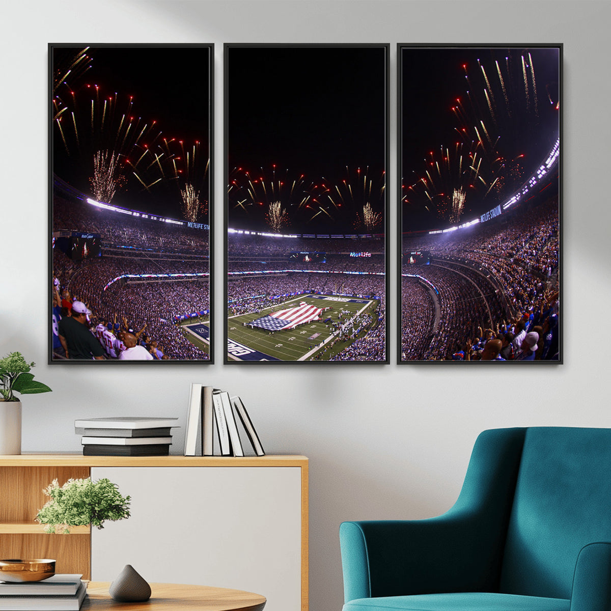 56360-MGV-CV-36X24 - New York Giants Football Team Print, East Rutherford MetLife Stadium Wall Art
