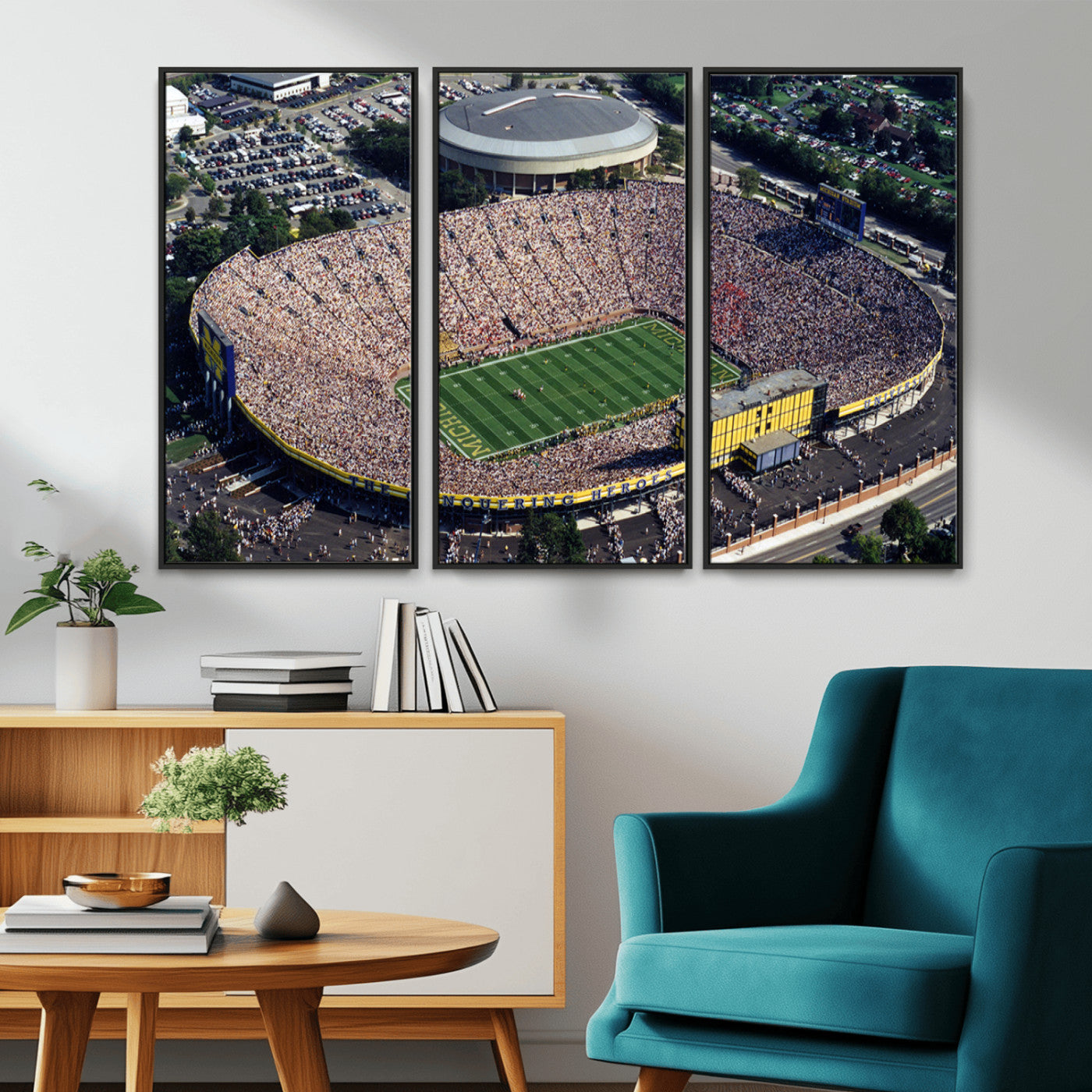 MGV-FC-48X32-3P - Michigan Wolverines Football Team Print - Ann Arbor Michigan Stadium Print, Michigan Wolverines