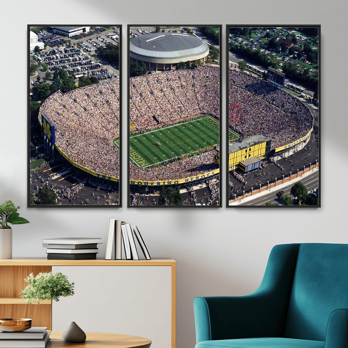 27314-MGV-CV-36X24 - Michigan Wolverines Football Team Print, Ann Arbor Michigan Stadium Wall Art
