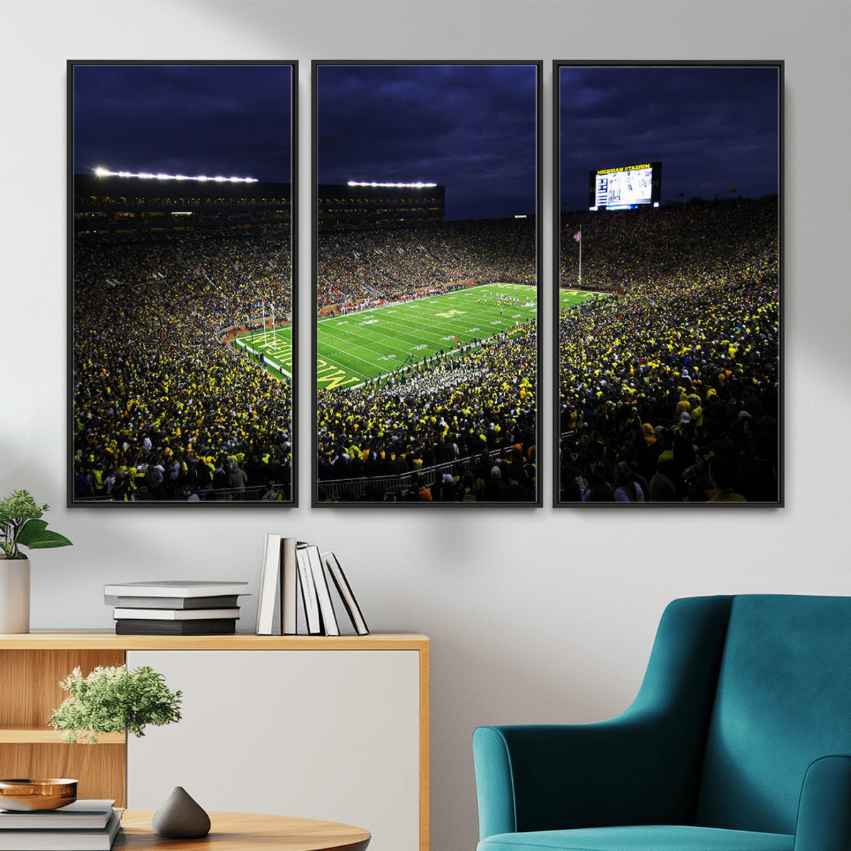 15448-MGV-CV-36X24 - Michigan Wolverines Football Canvas Wall Decor, Football Team Print, Ann Arbor Michigan Stadium