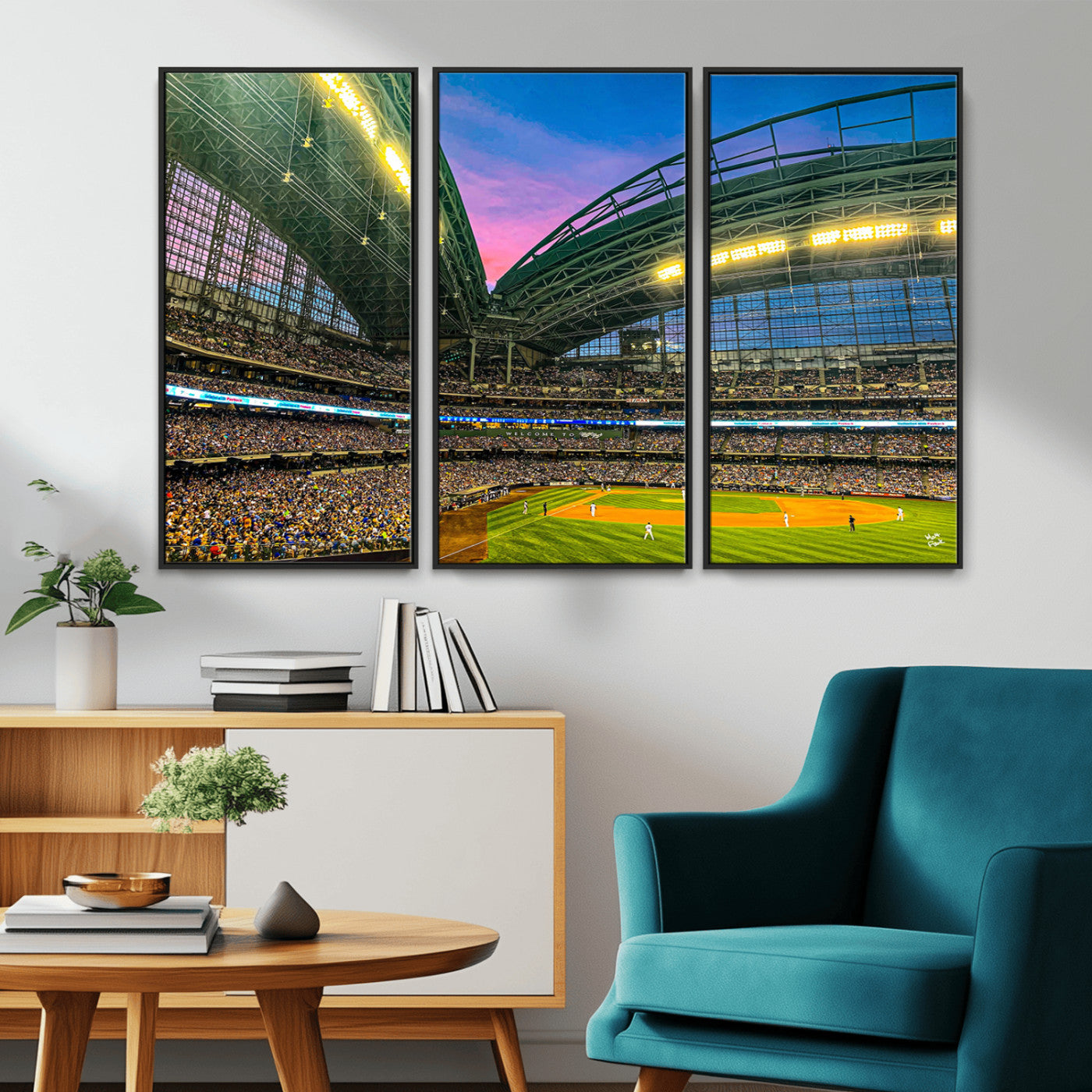 MGV-FC-48X32-3P - Milwaukee Brewers Baseball Team Print Canvas- American Family Field Stadium Wall Art Canvas Print